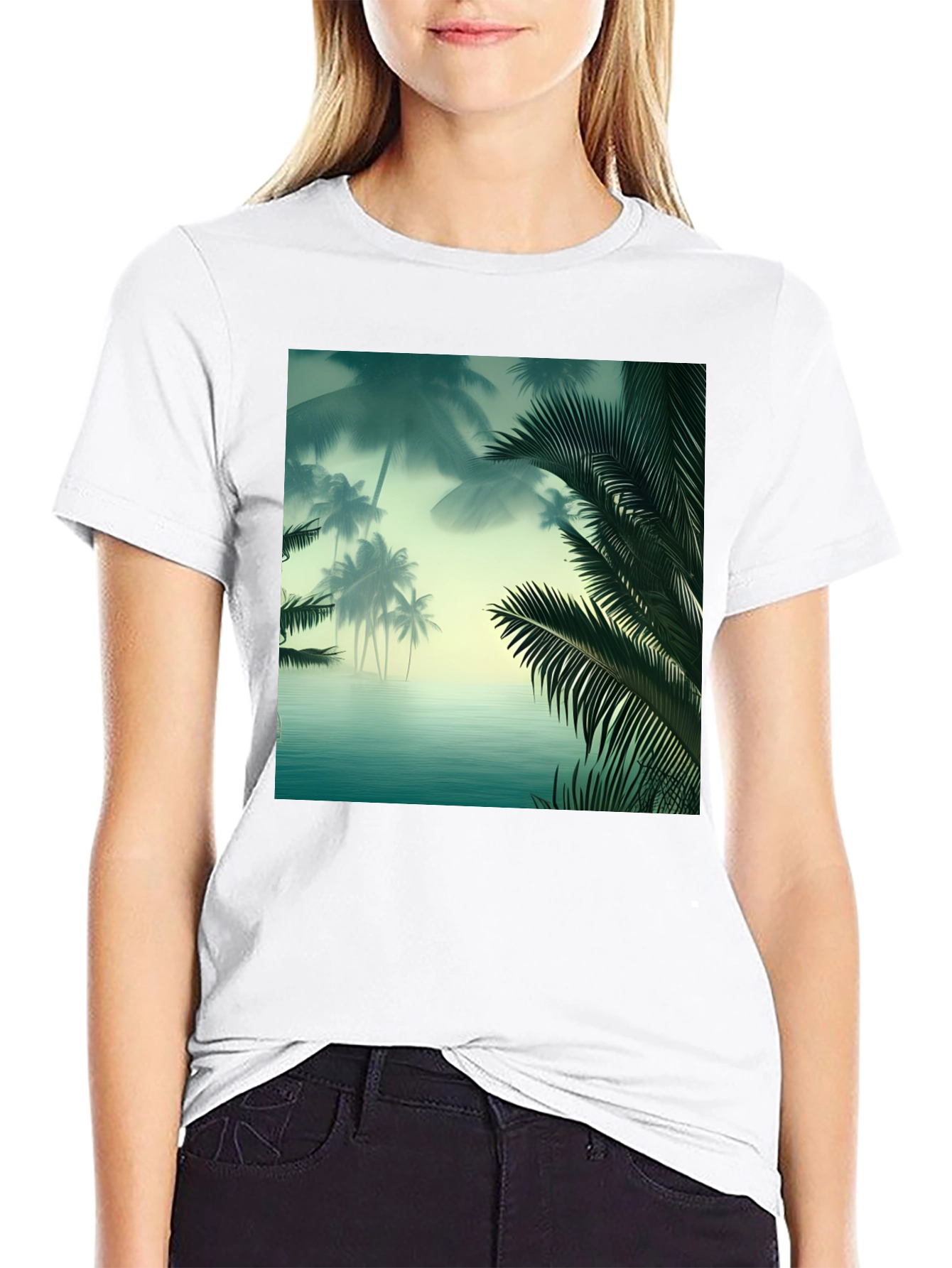 Tropical Palm Tee - Island Vibes Black T-Shirt