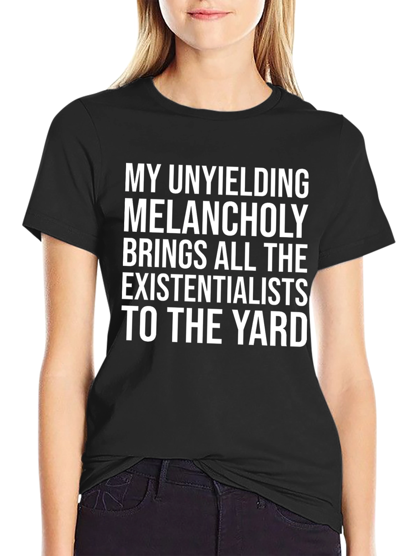 Melancholy Existentialist Graphic Tee - Black