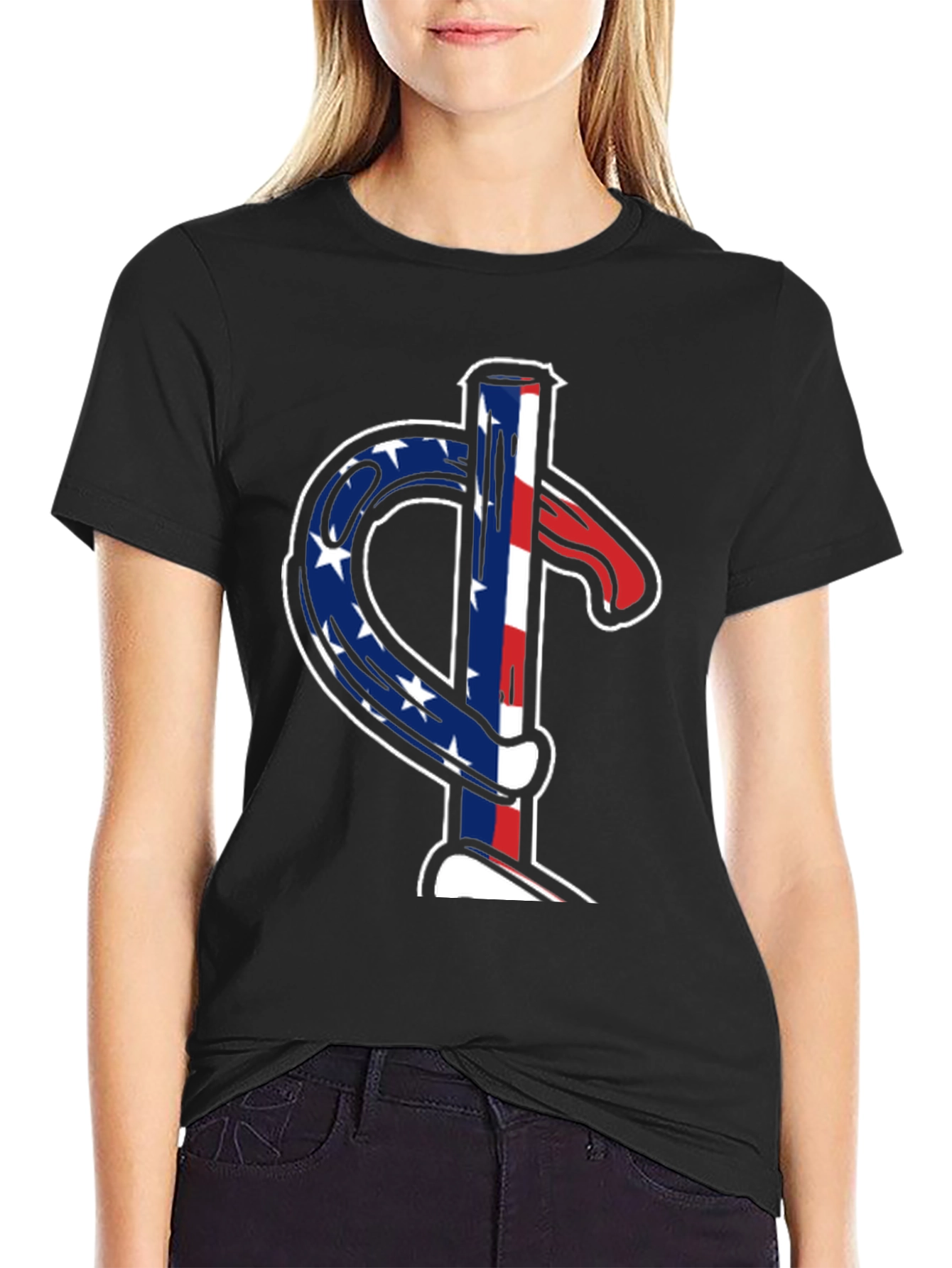 American Flag Dollar Sign Graphic T-Shirt