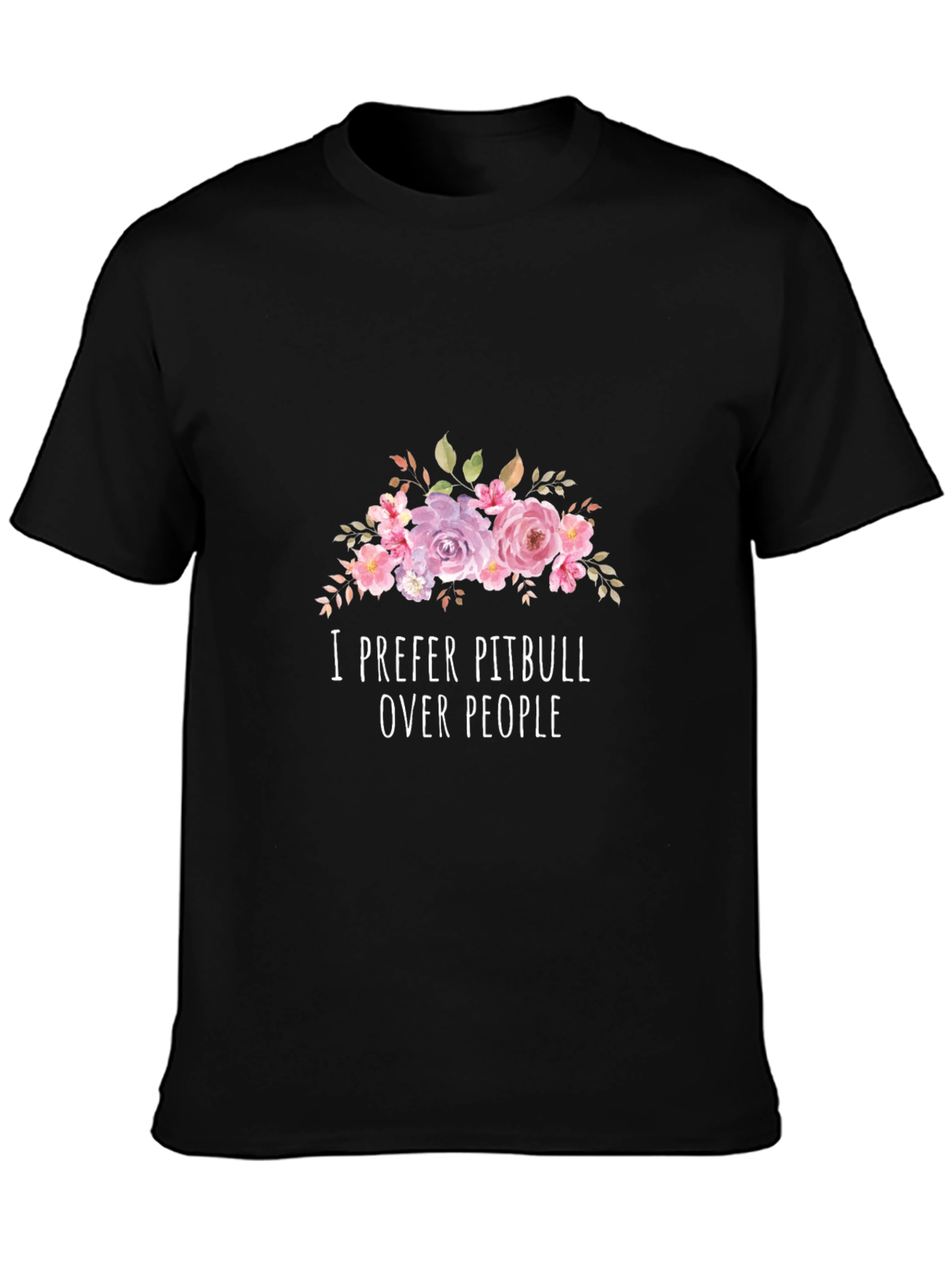 I Prefer Pitbull Over People Floral T-Shirt