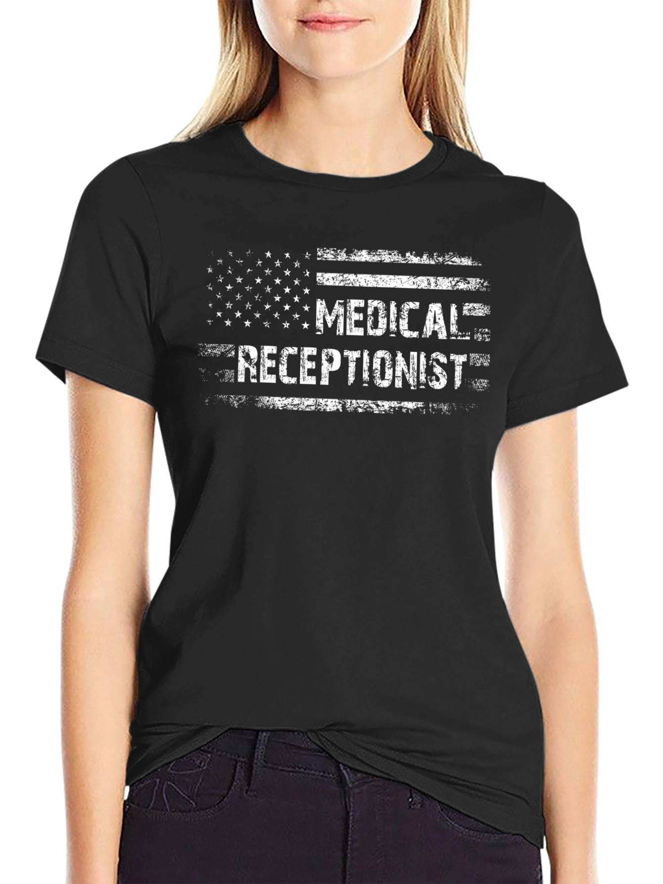 Medical Receptionist American Flag T-Shirt
