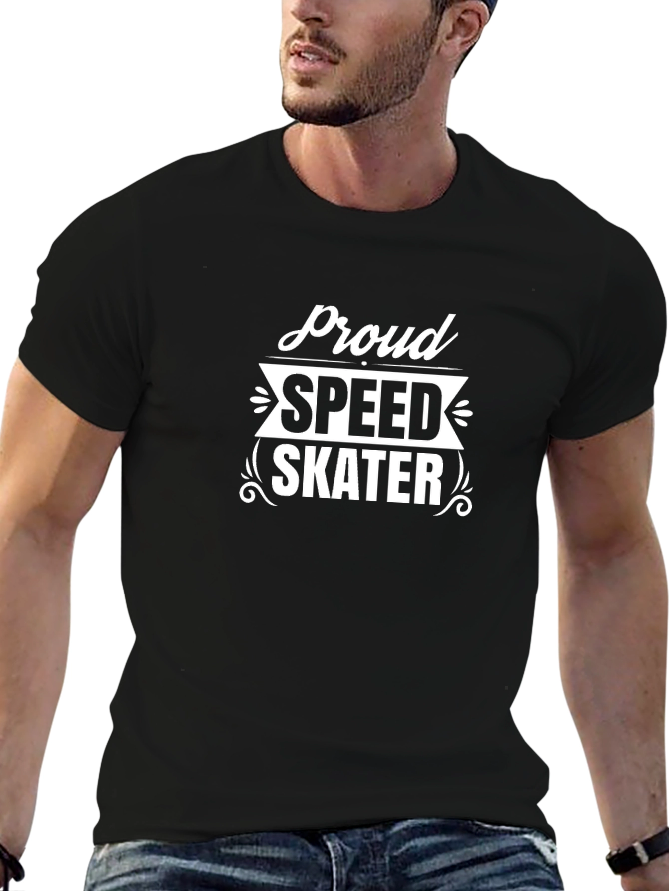 Proud Speed Skater Black Graphic T-Shirt