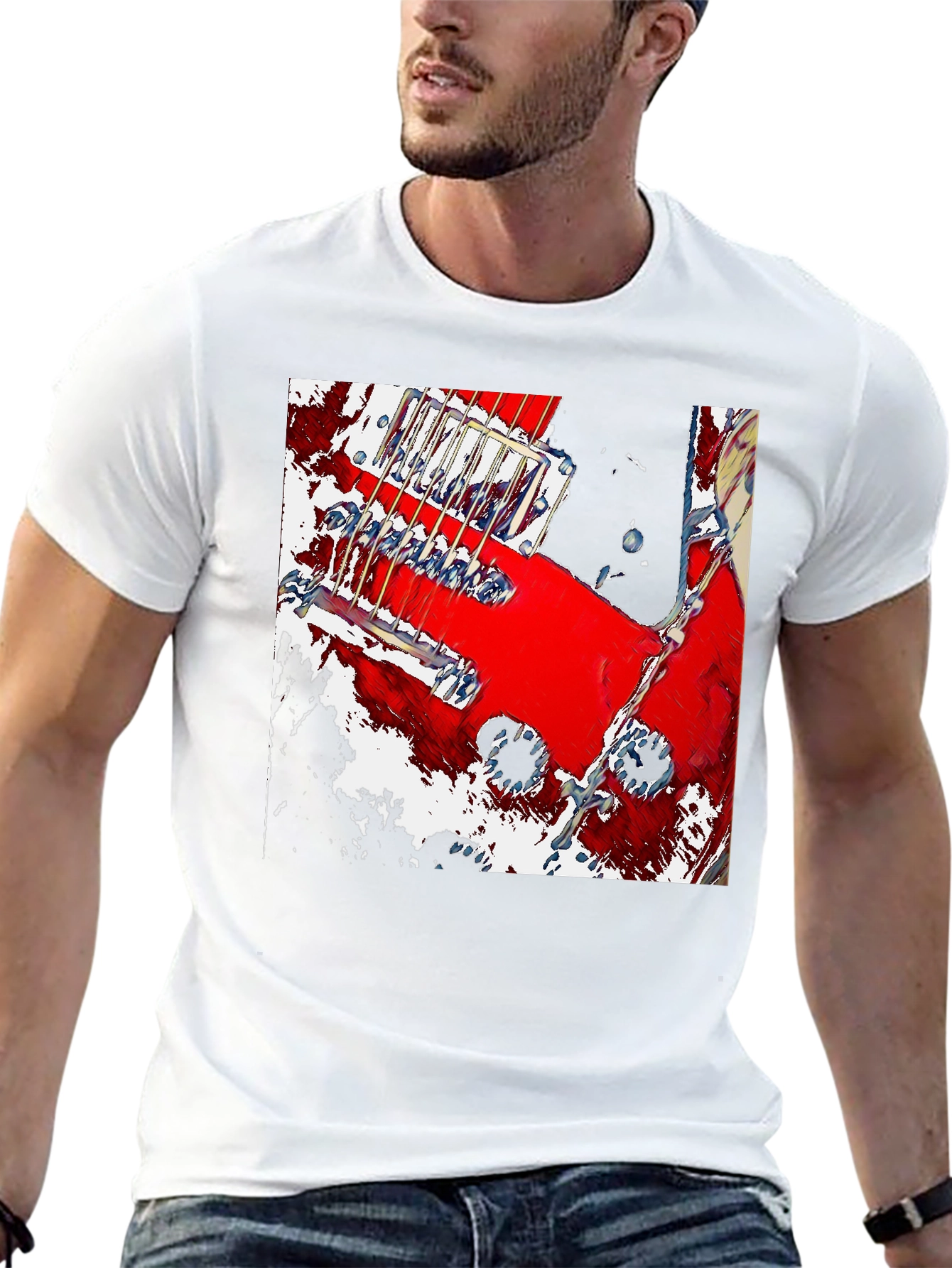 Abstract Guitar Graphic Tee - Black