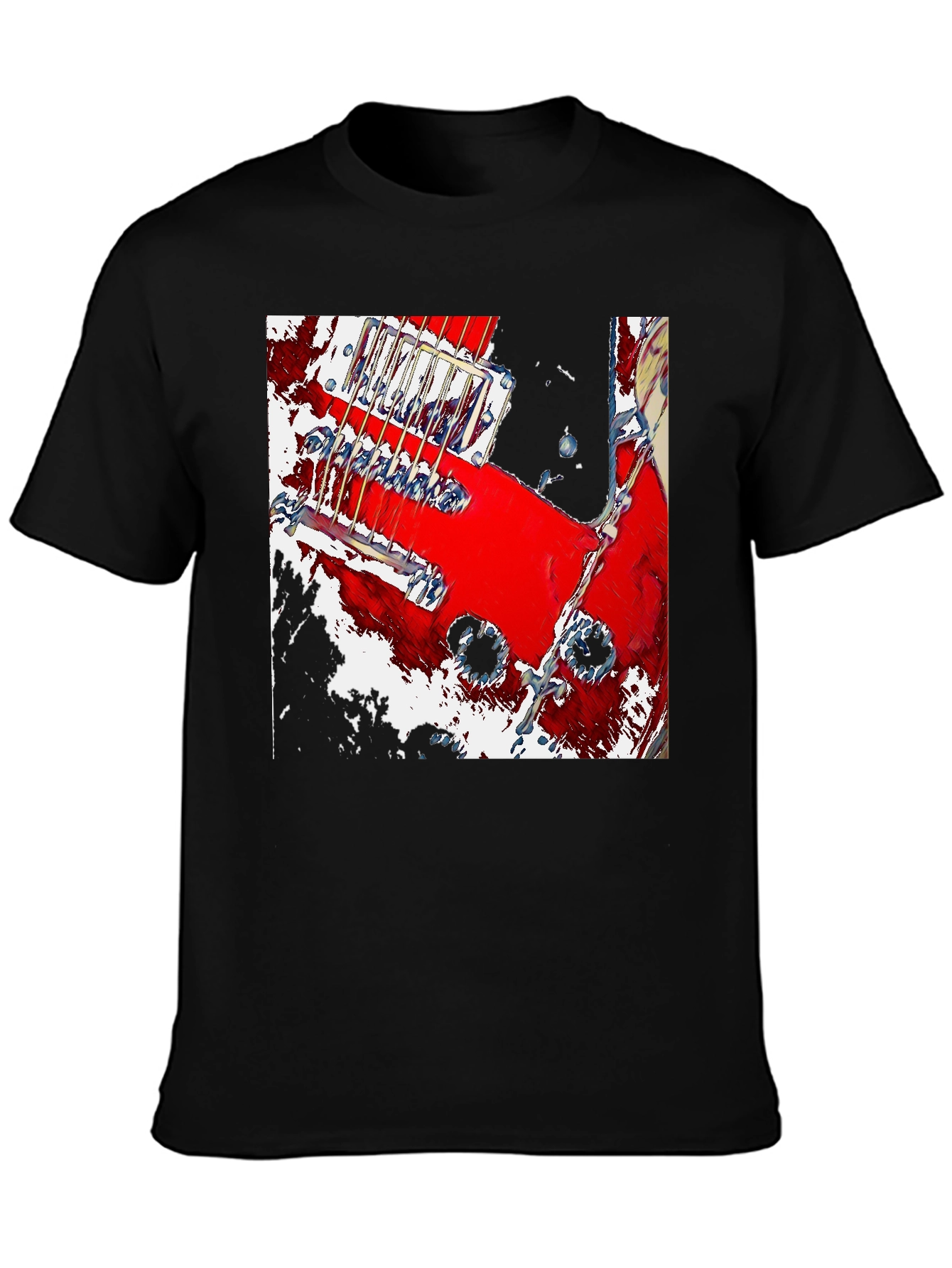 Abstract Guitar Graphic Tee - Black