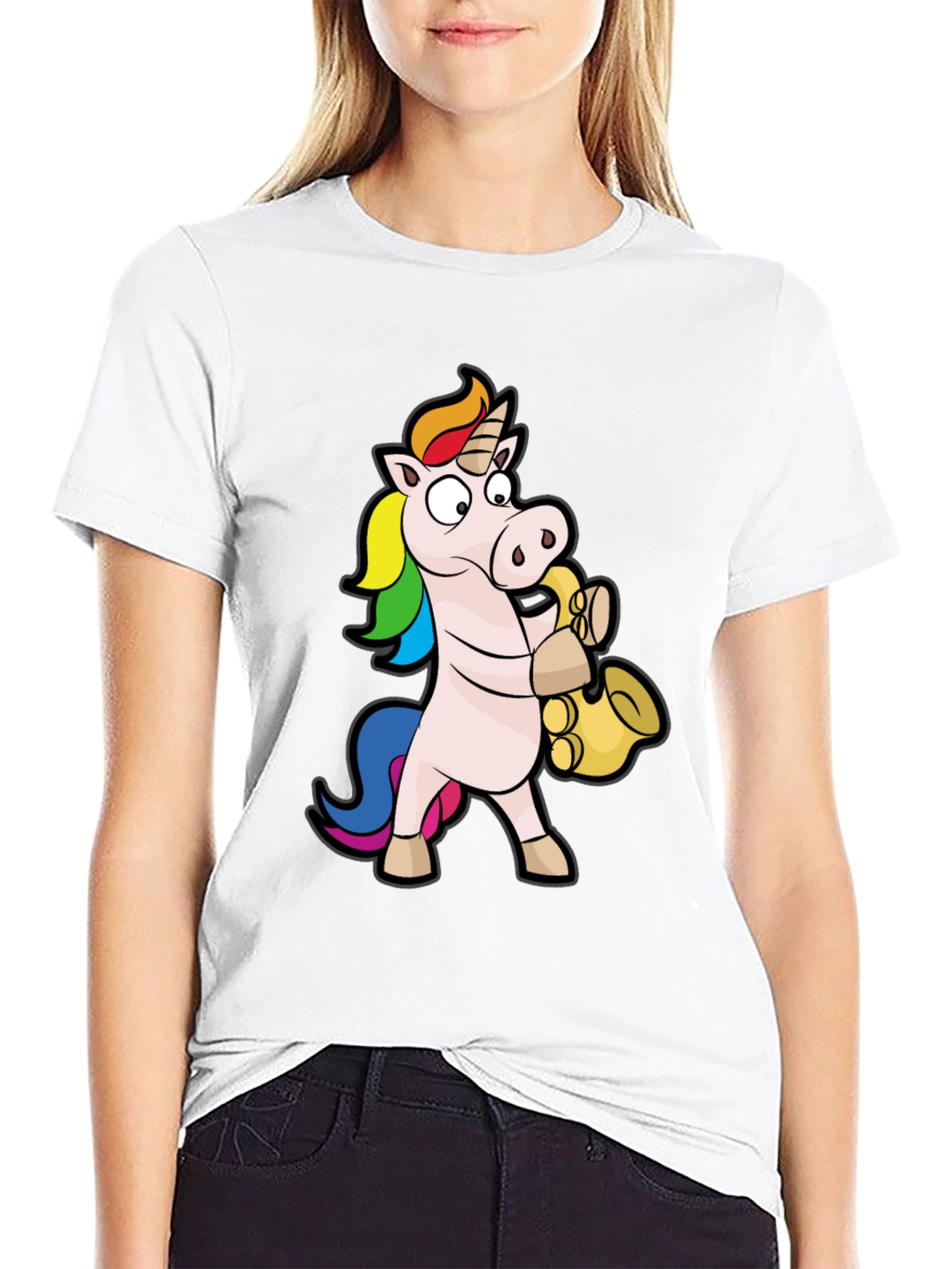 Unicorn Saxophone Black T-Shirt