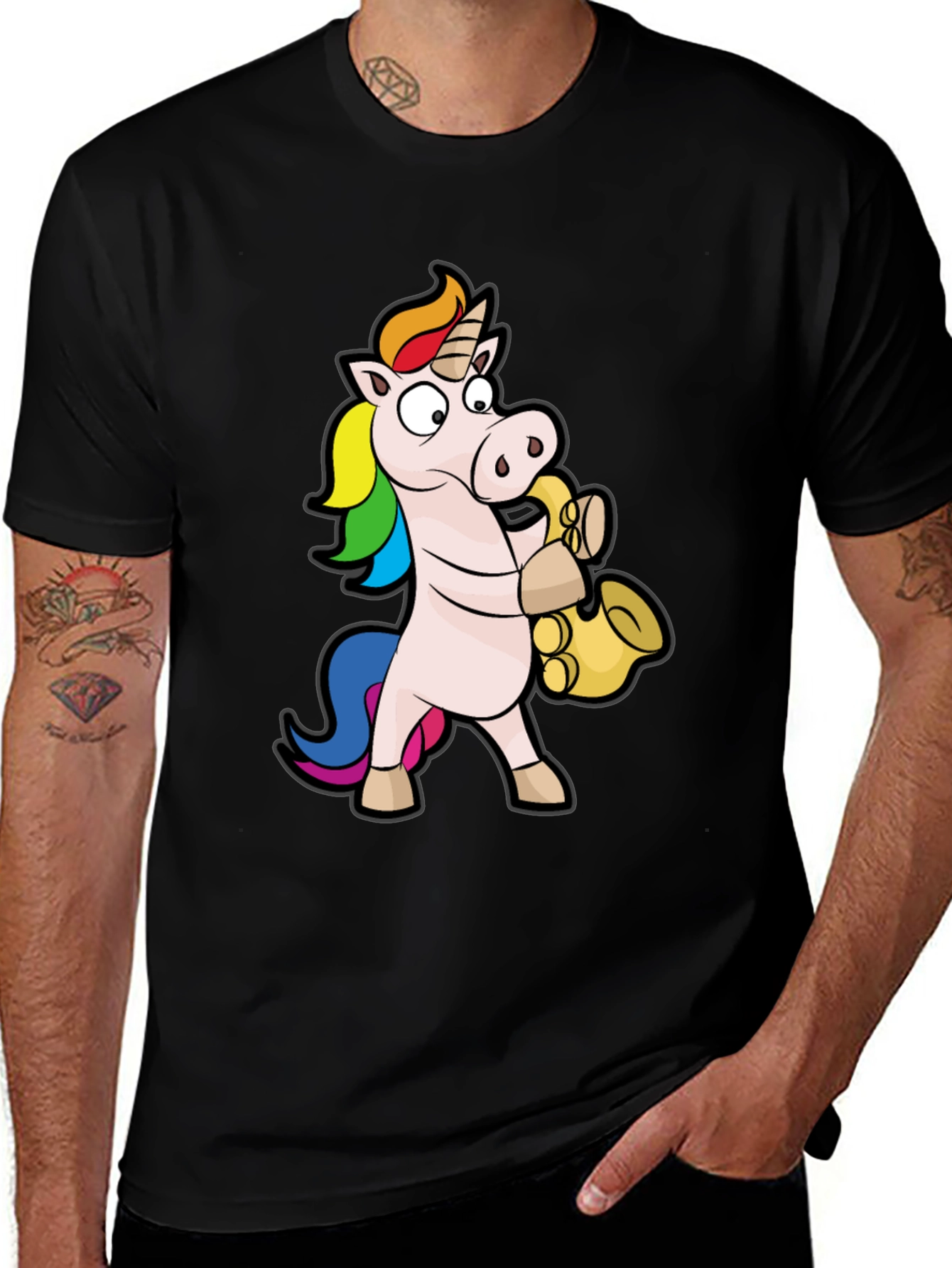 Unicorn Saxophone Black T-Shirt
