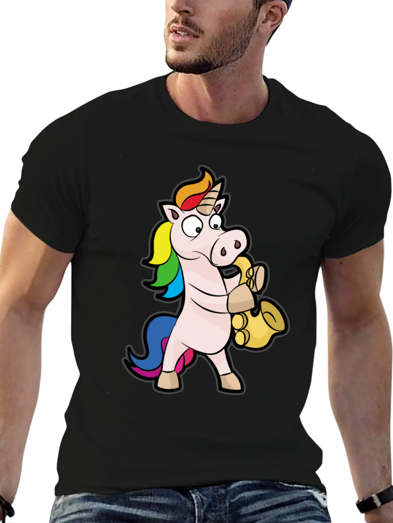 Unicorn Saxophone Black T-Shirt