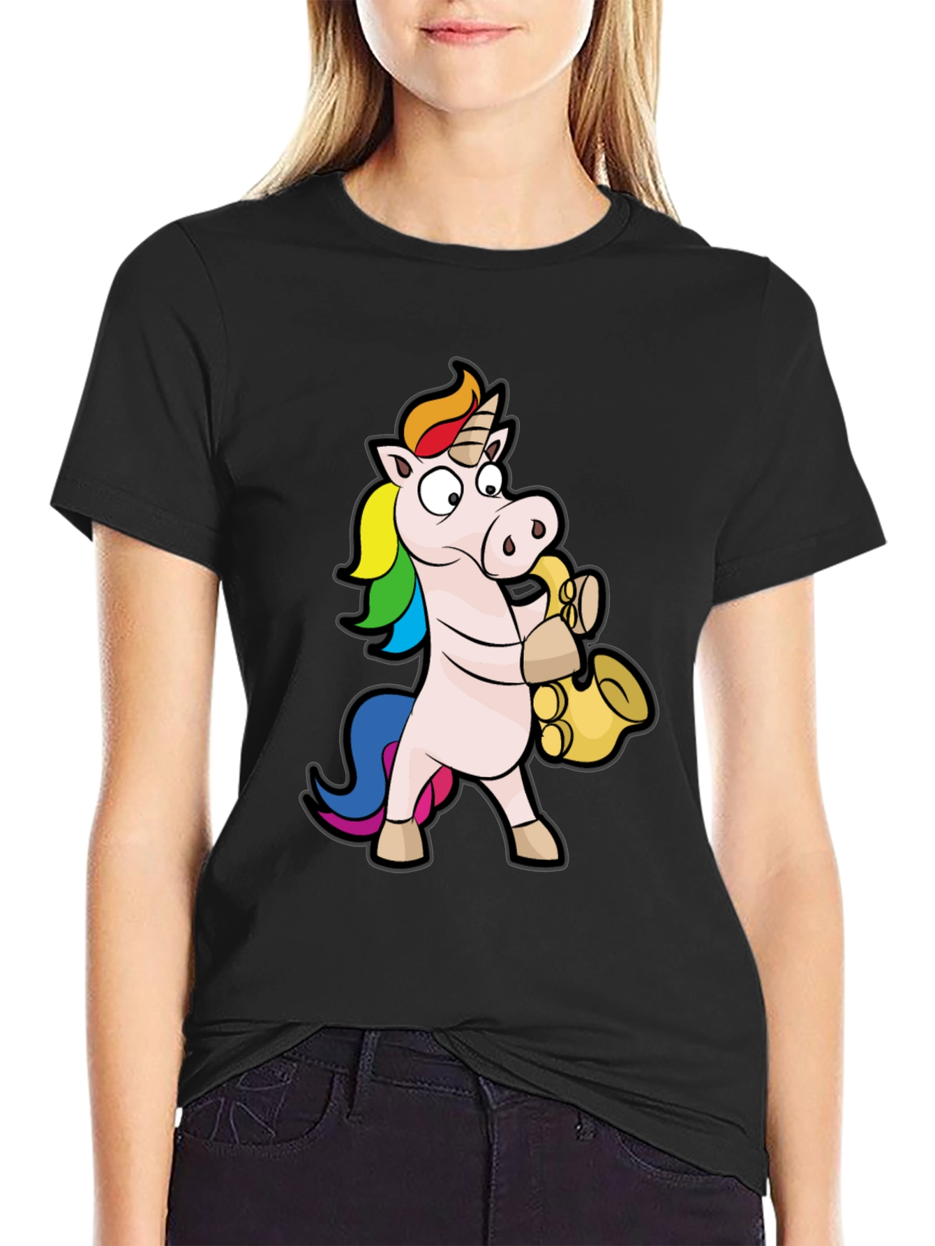 Unicorn Saxophone Black T-Shirt