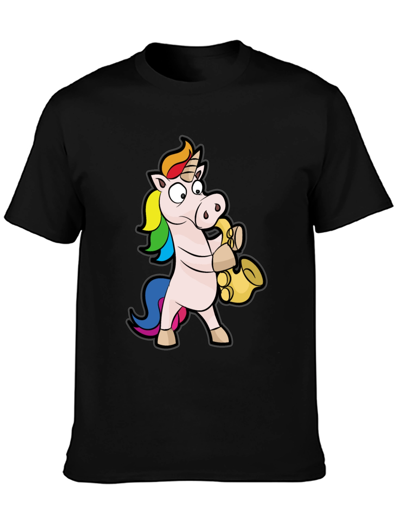 Unicorn Saxophone Black T-Shirt