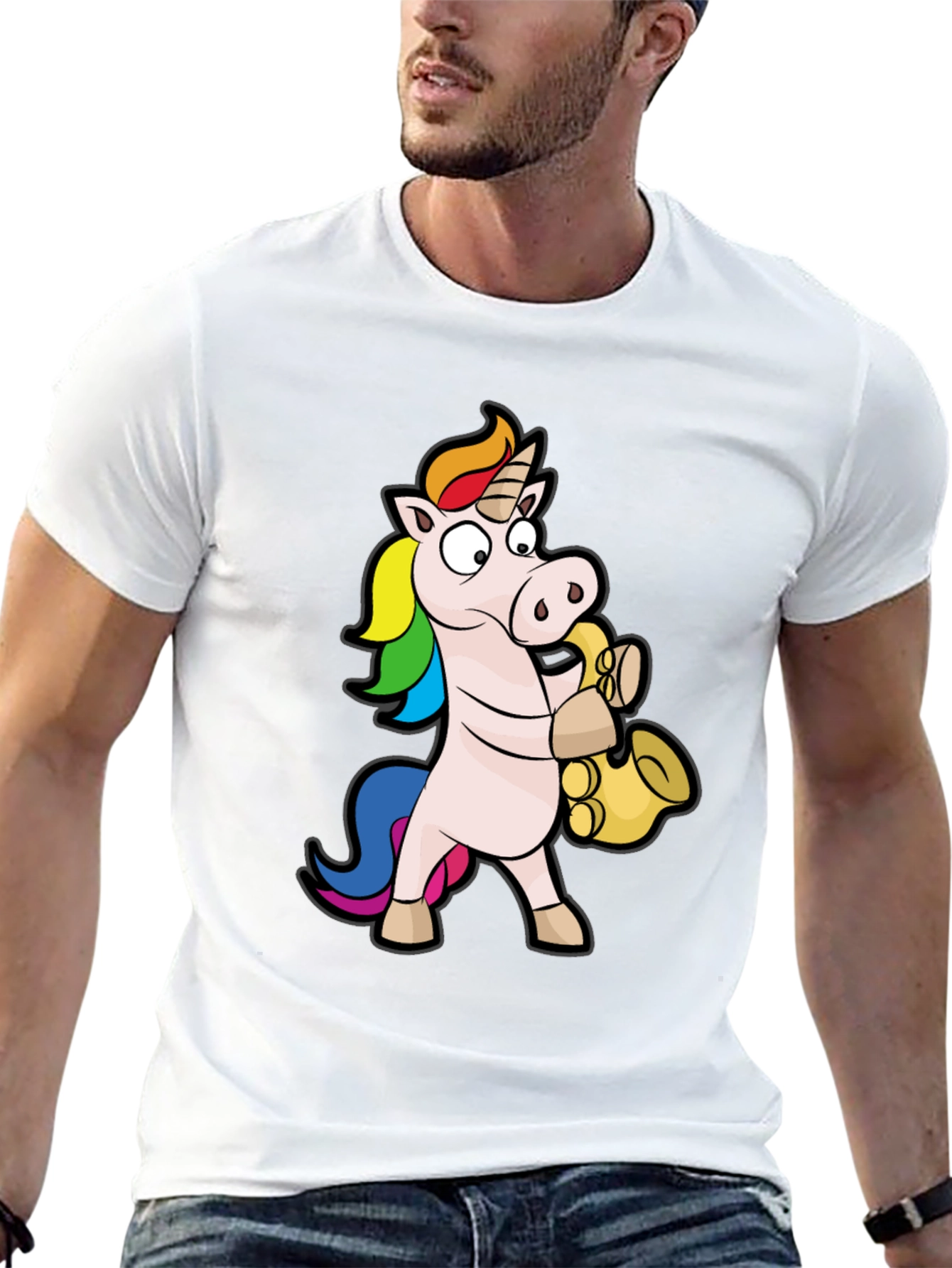 Unicorn Saxophone Black T-Shirt