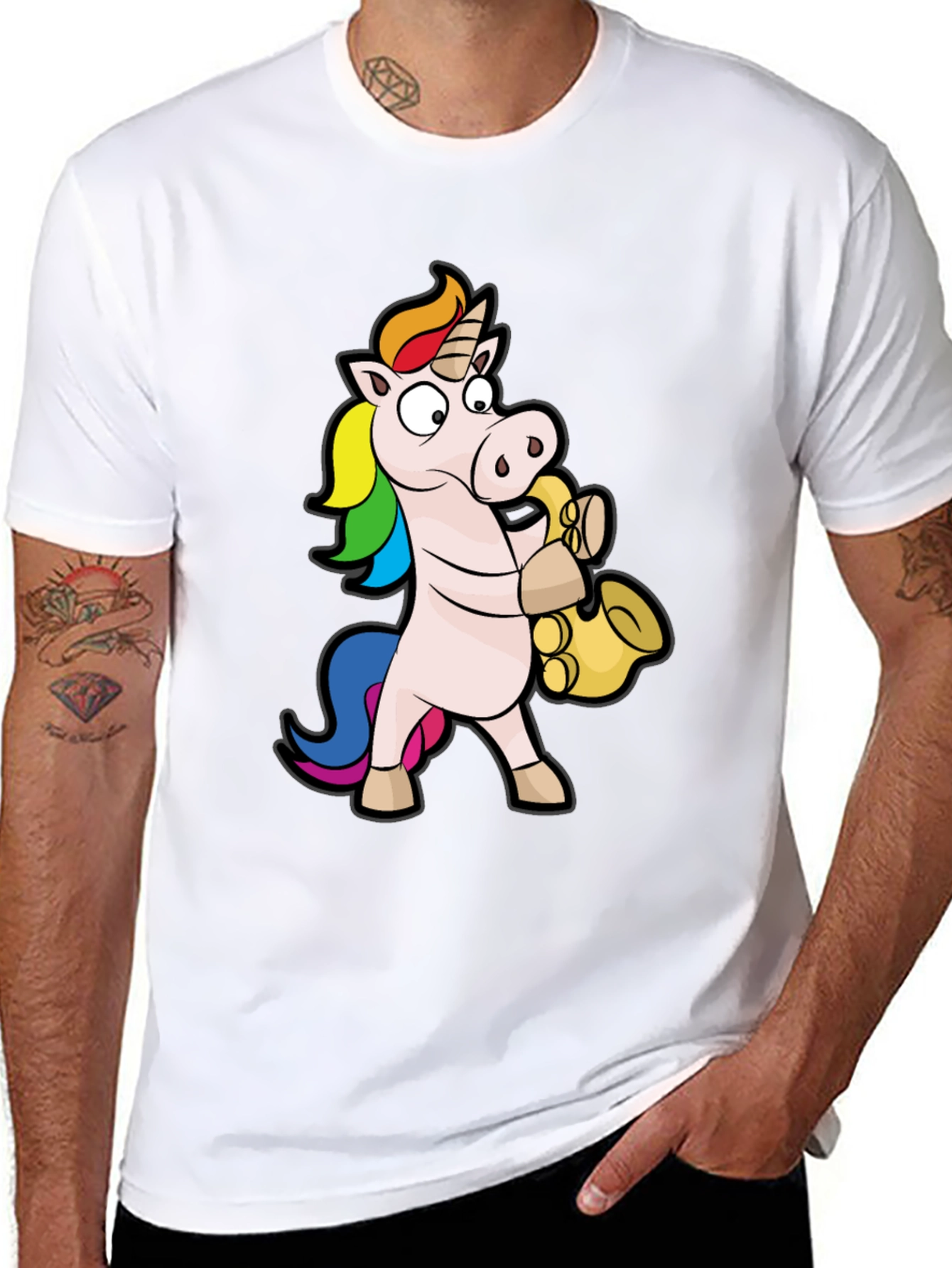 Unicorn Saxophone Black T-Shirt