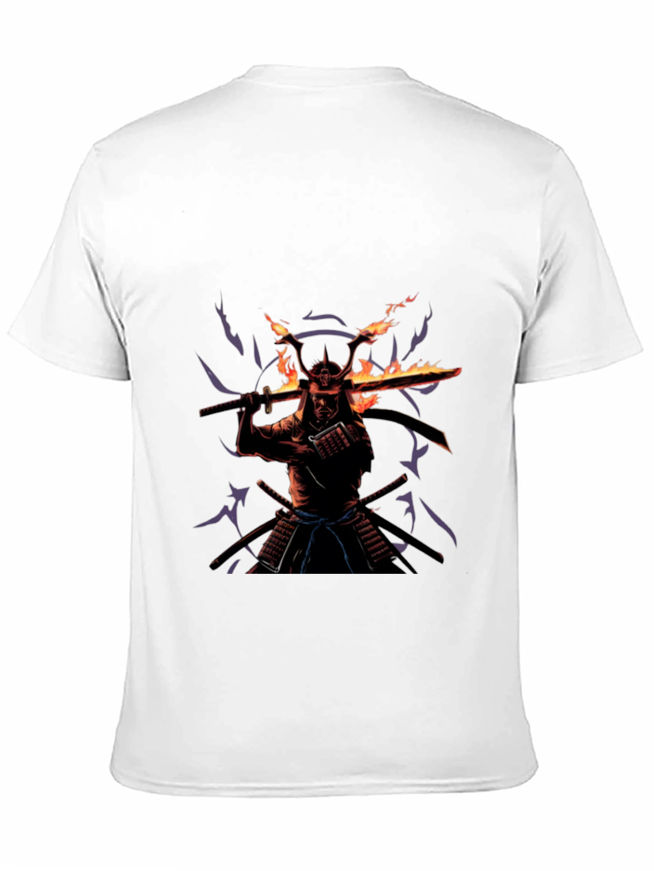 Samurai Fire Sword Graphic Tee - Black Cotton
