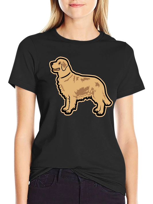 Golden Retriever Graphic Tee - Black Cotton T-Shirt