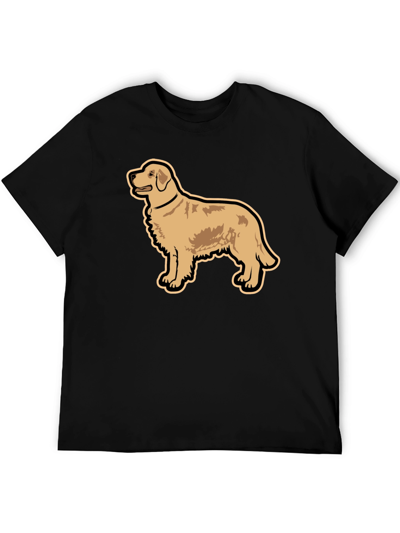 Golden Retriever Graphic Tee - Black Cotton T-Shirt