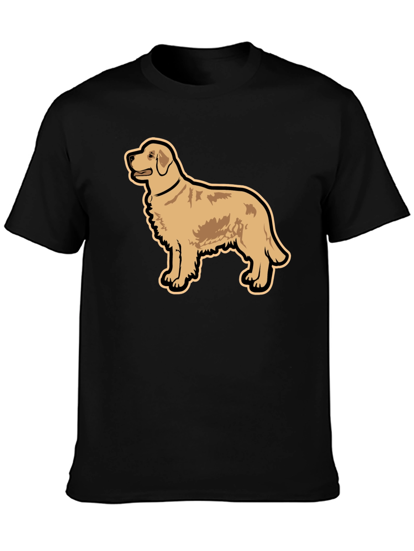 Golden Retriever Graphic Tee - Black Cotton T-Shirt
