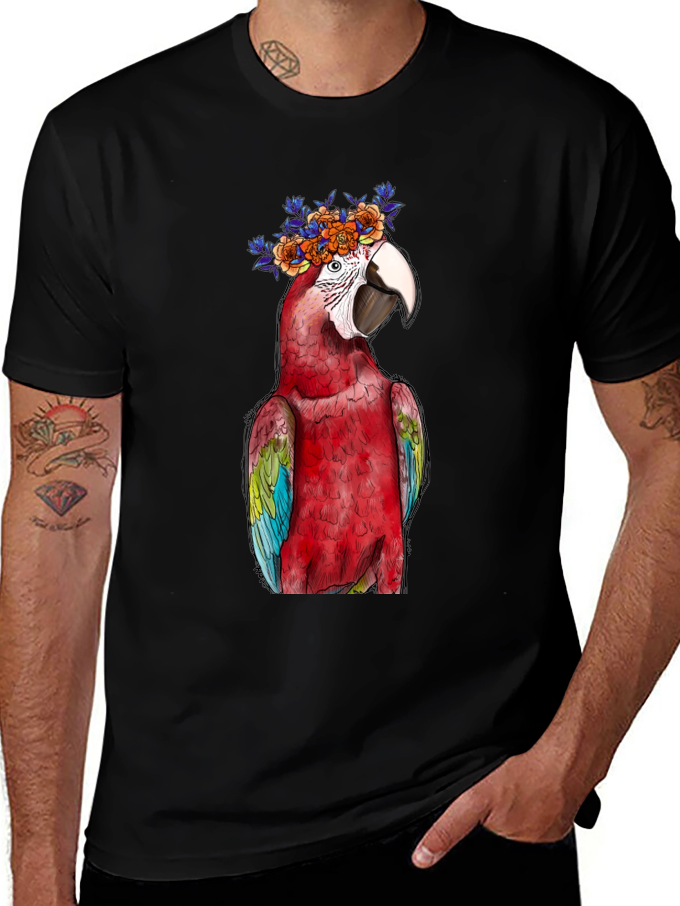 Parrot Flower Crown Graphic Tee