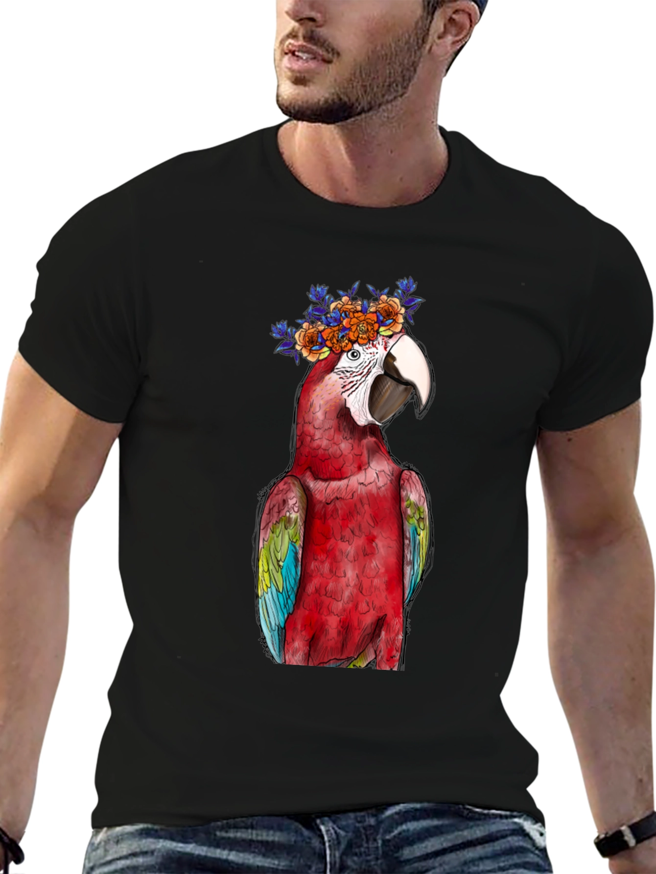 Parrot Flower Crown Graphic Tee