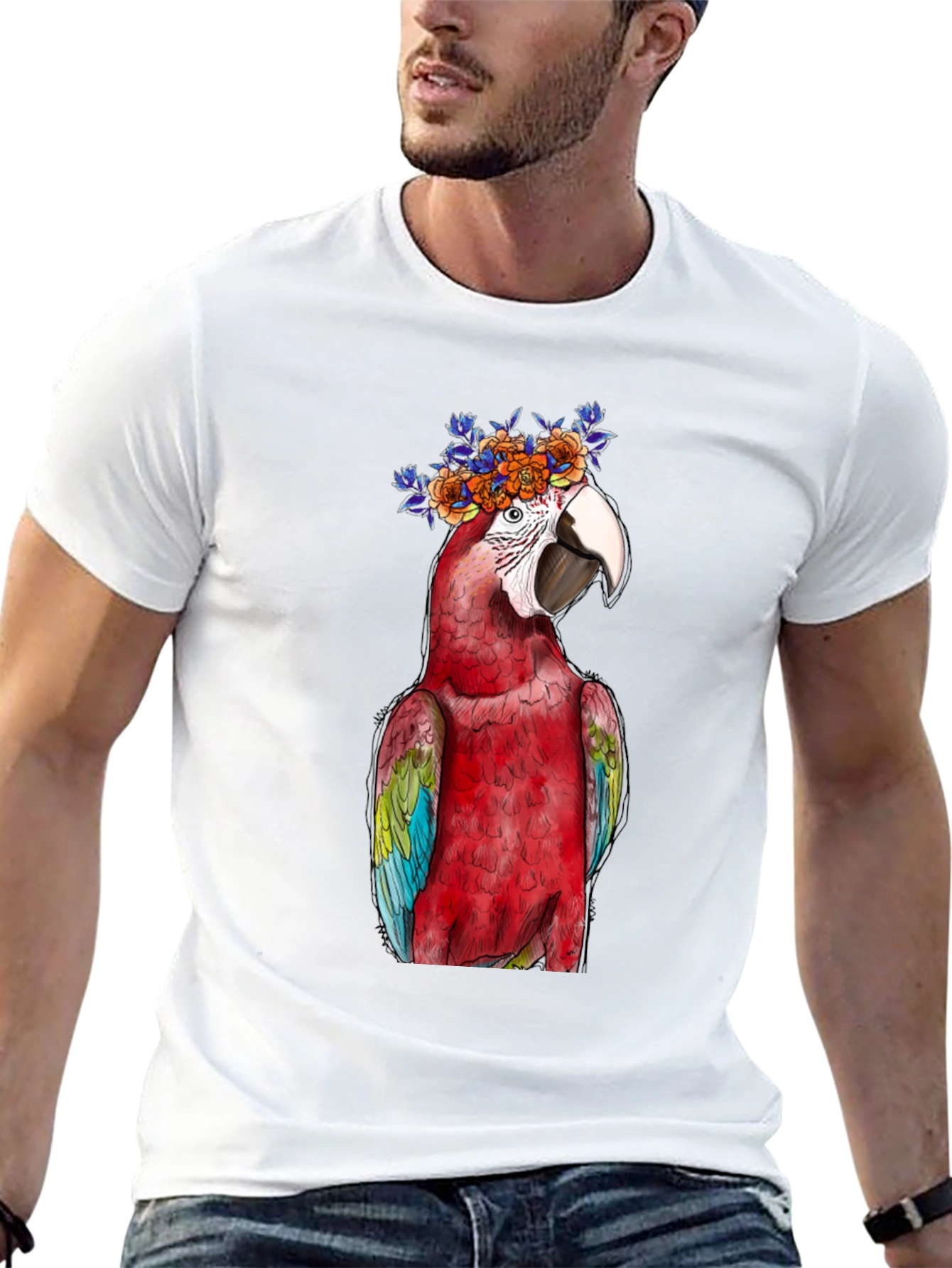 Parrot Flower Crown Graphic Tee