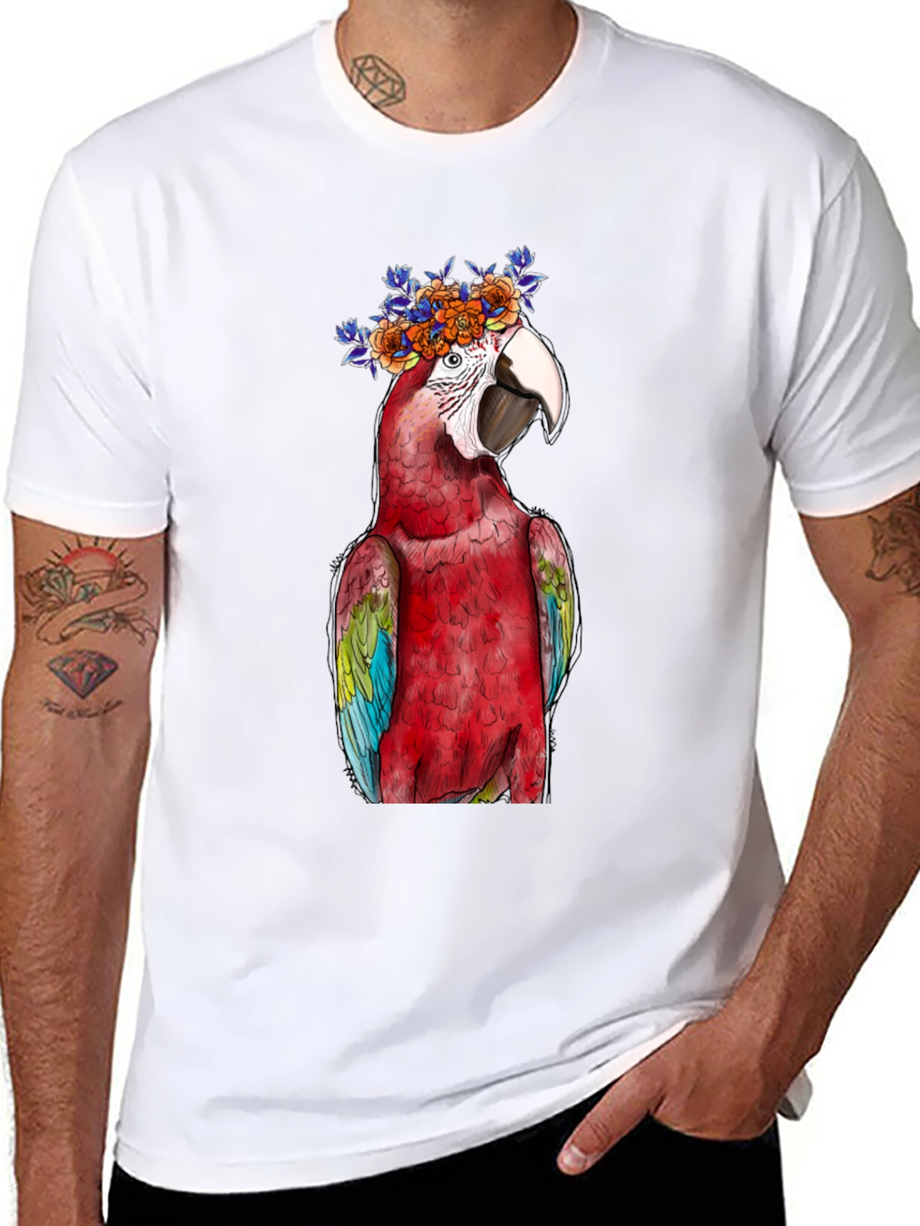 Parrot Flower Crown Graphic Tee