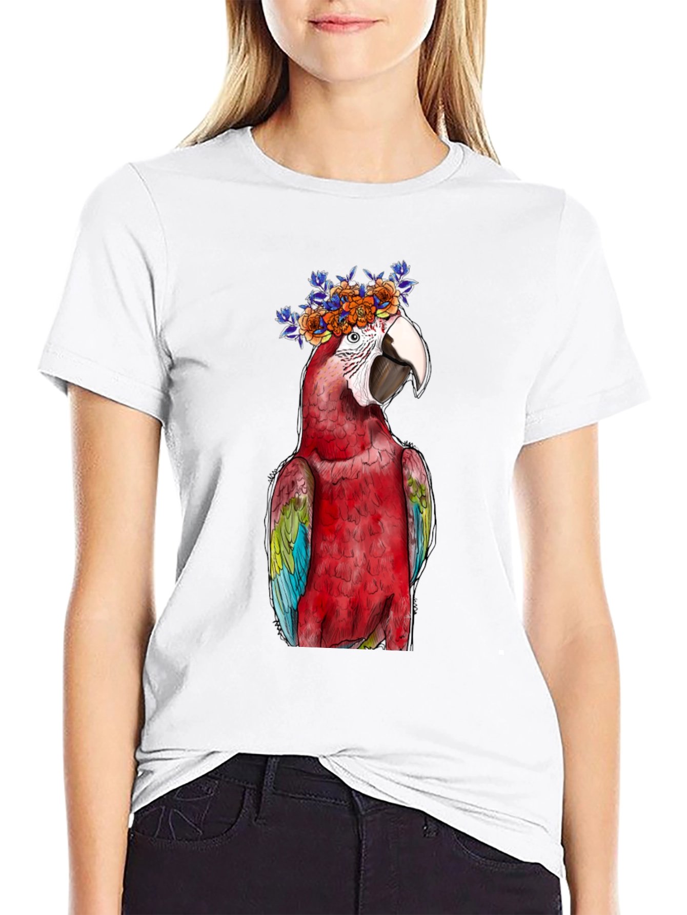 Parrot Flower Crown Graphic Tee