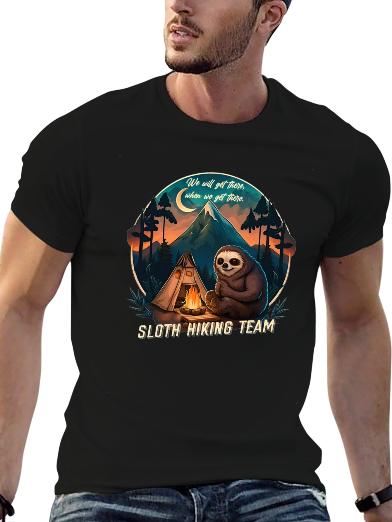Sloth Hiking Team Graphic T-Shirt - Adventure Ready!