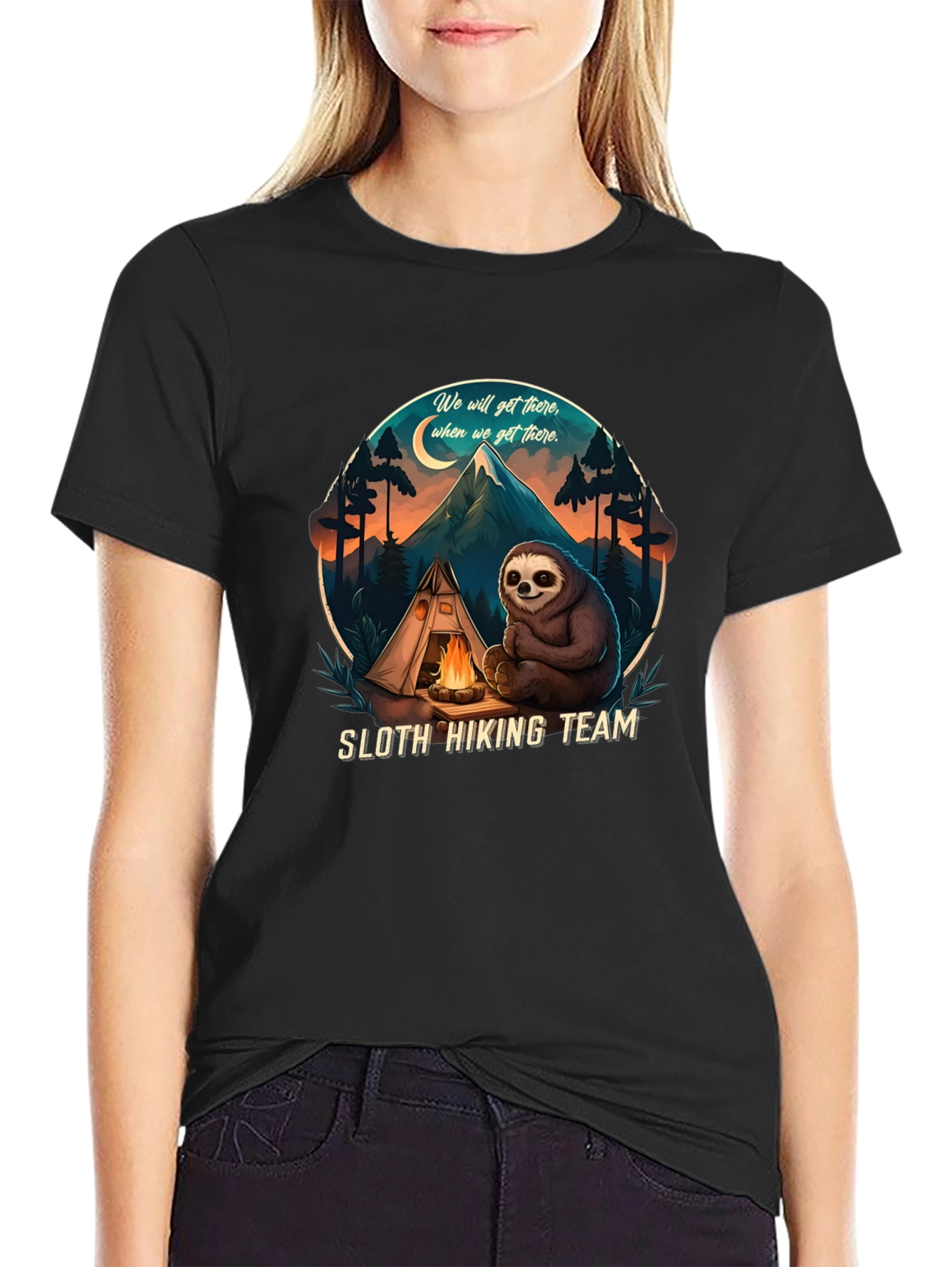 Sloth Hiking Team Graphic T-Shirt - Adventure Ready!