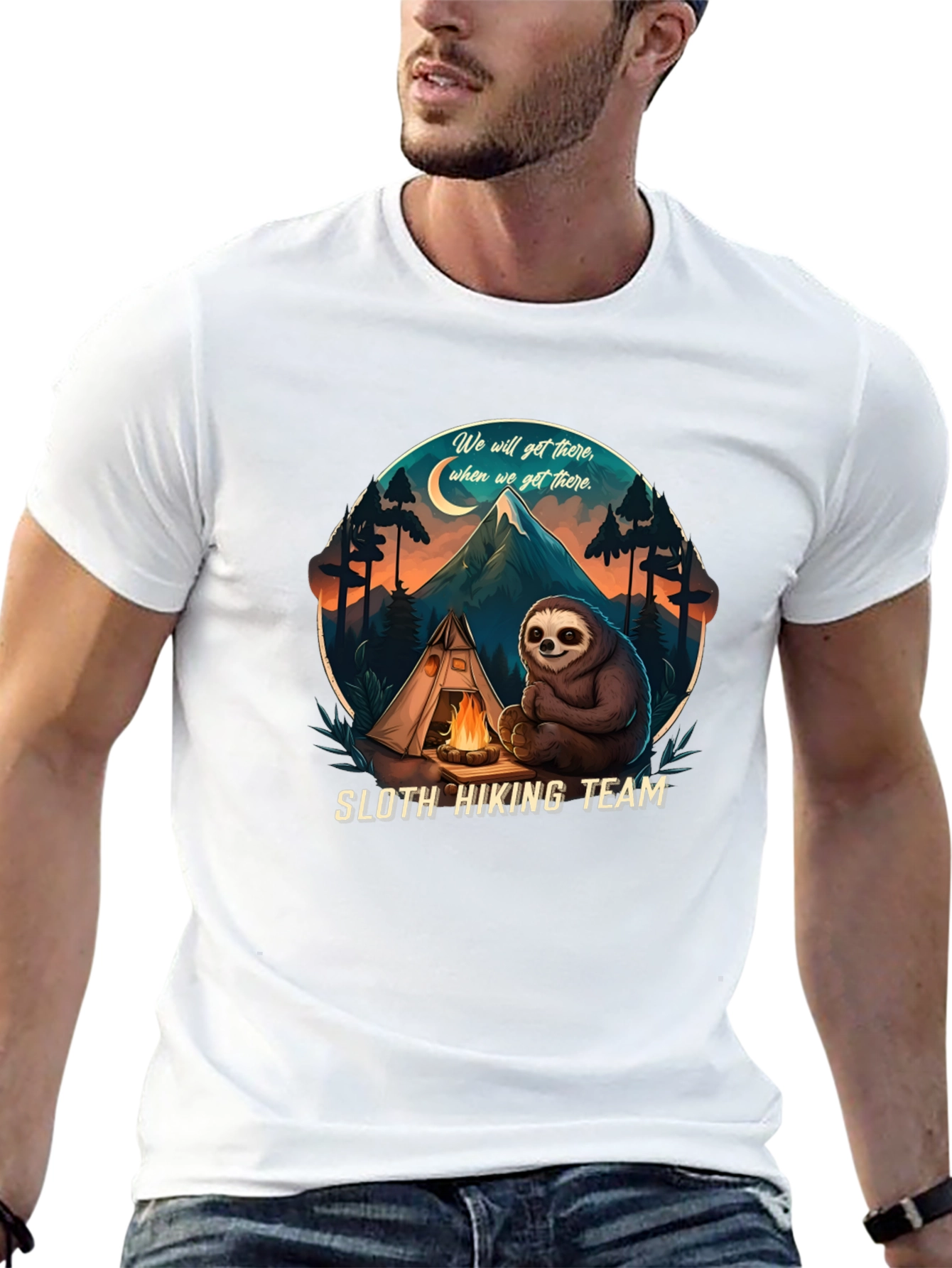 Sloth Hiking Team Graphic T-Shirt - Adventure Ready!