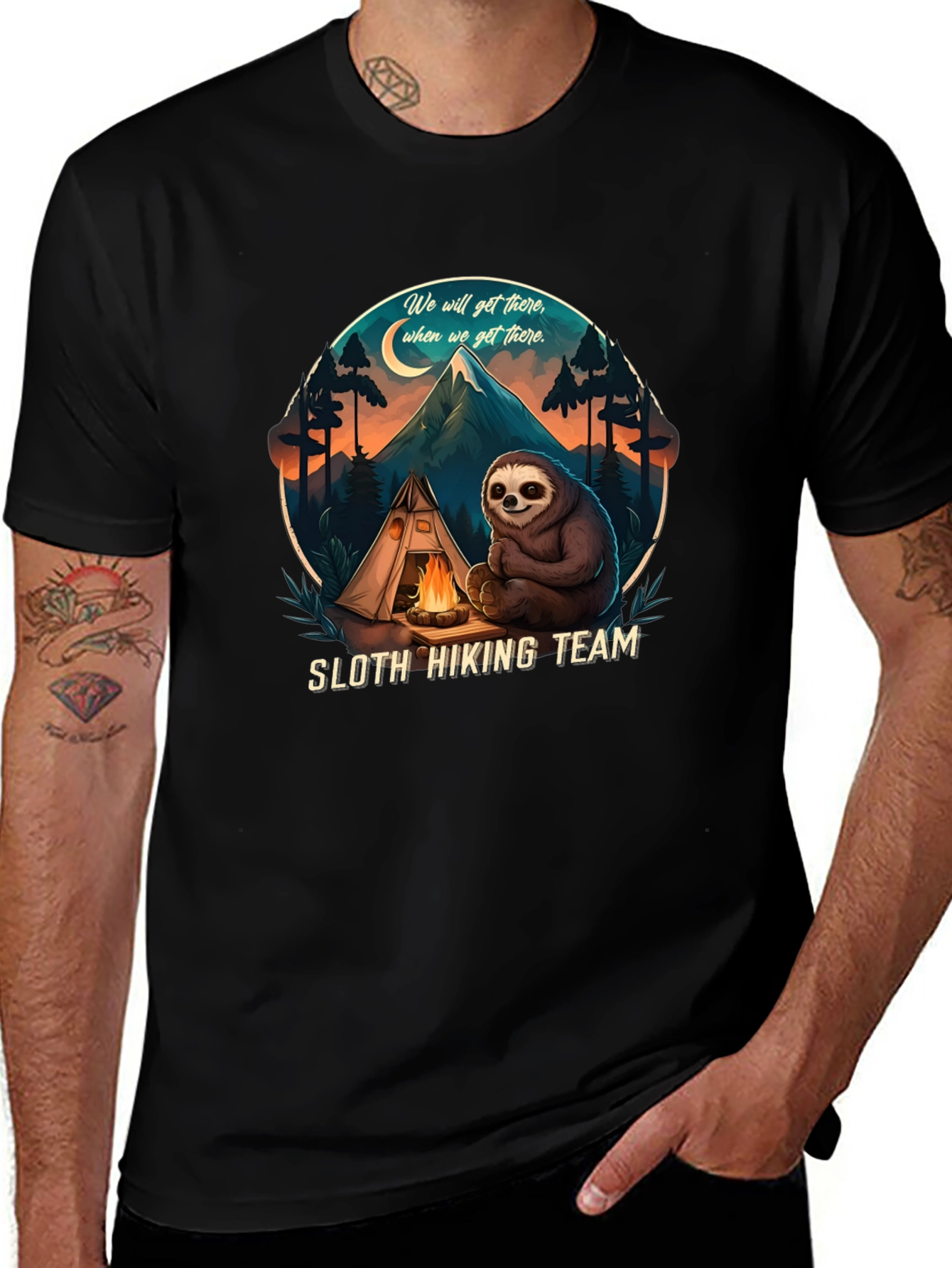 Sloth Hiking Team Graphic T-Shirt - Adventure Ready!