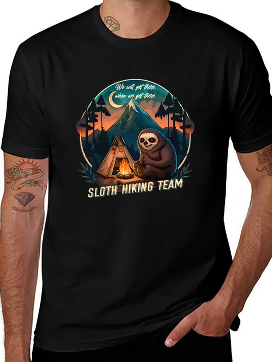 Sloth Hiking Team Graphic T-Shirt - Adventure Ready!