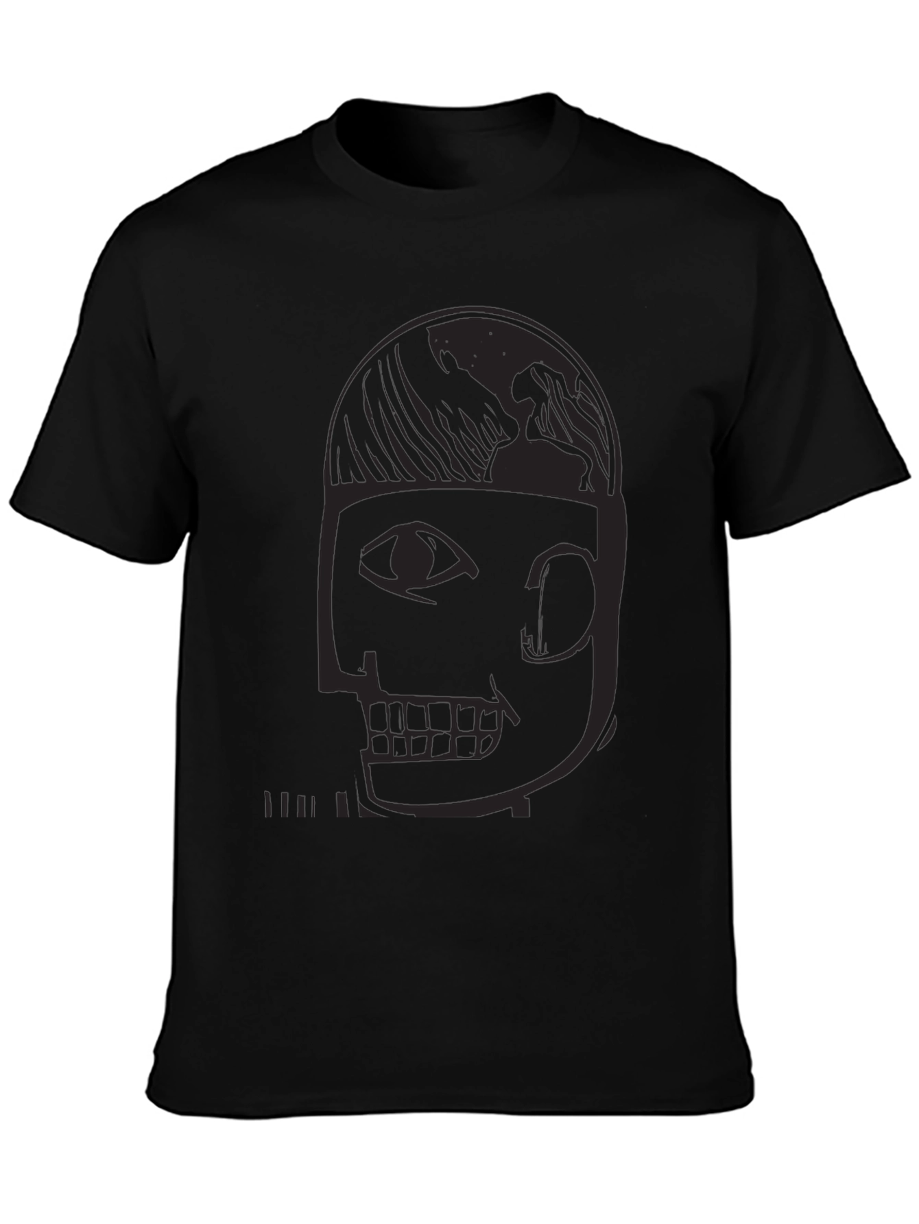 Abstract Face Graphic Tee - Black