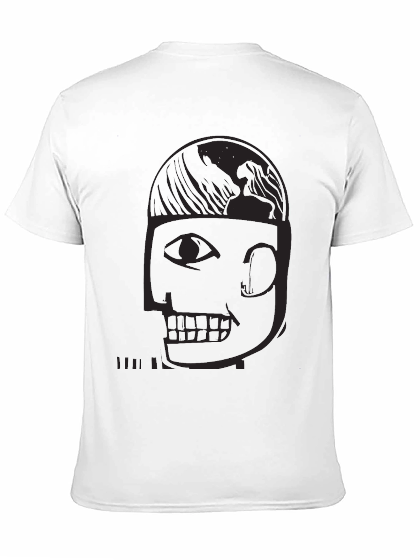 Abstract Face Graphic Tee - Black