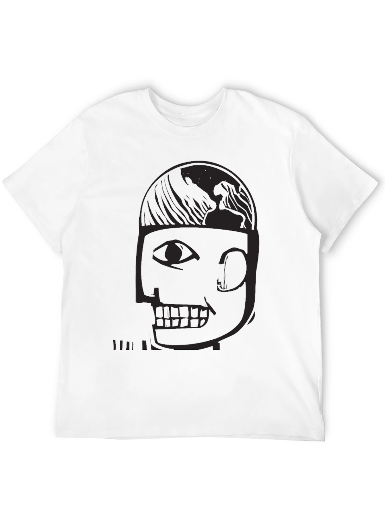 Abstract Face Graphic Tee - Black