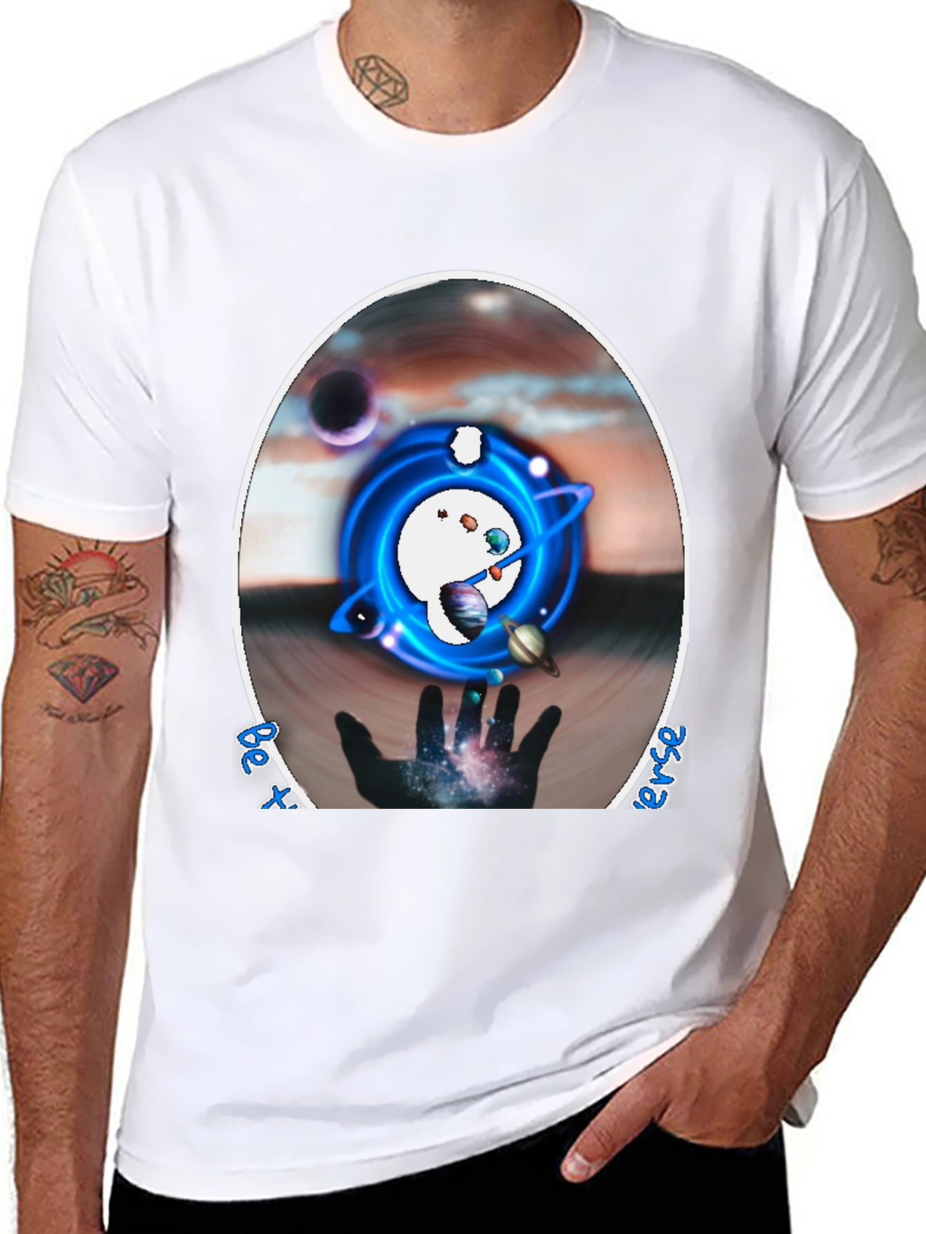Cosmic Universe Graphic Tee - Black Cotton Blend