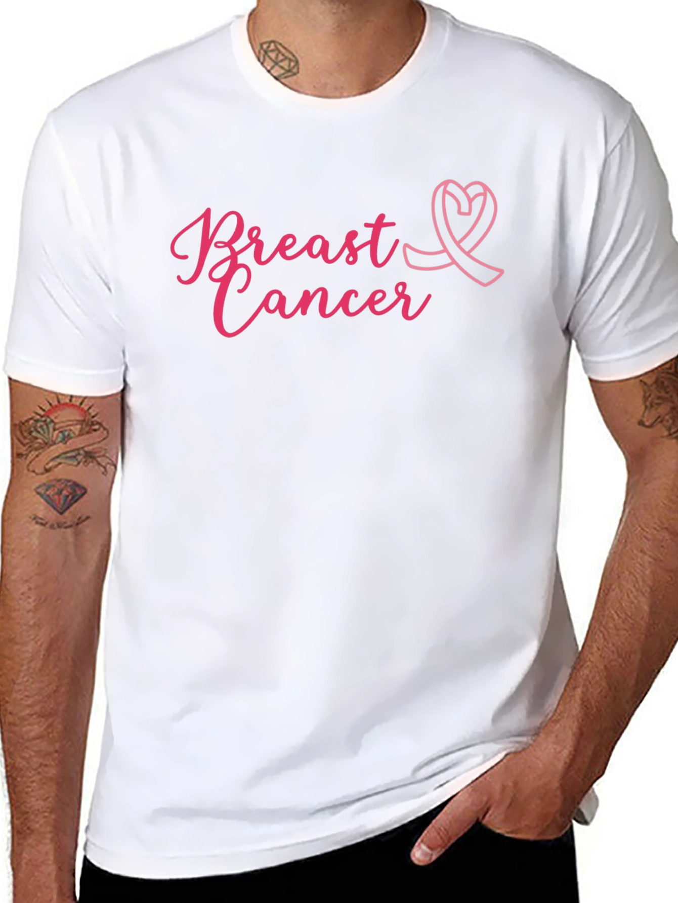 Breast Cancer Awareness T-Shirt - Pink Ribbon Design