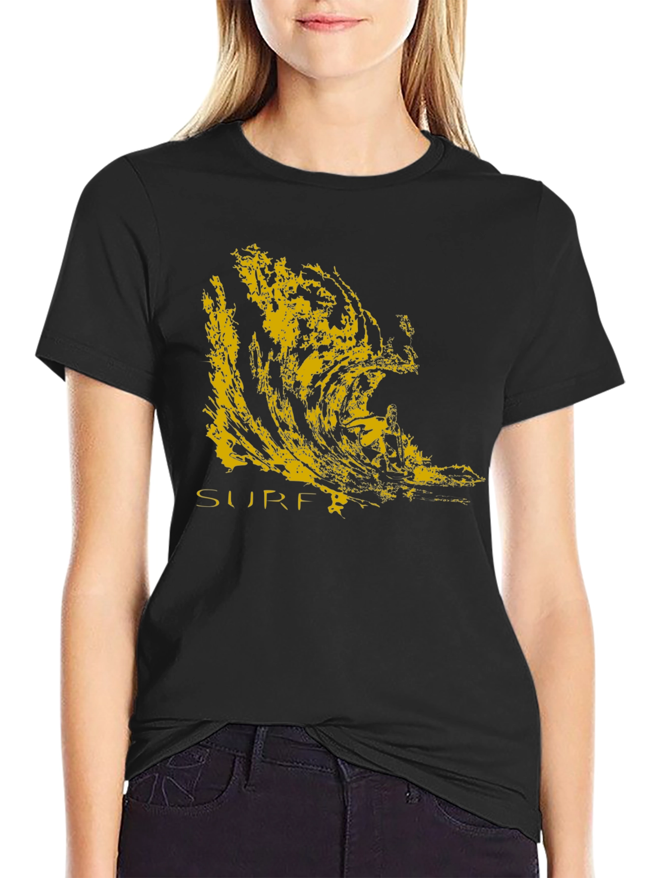 Surf Wave Graphic Black T-Shirt