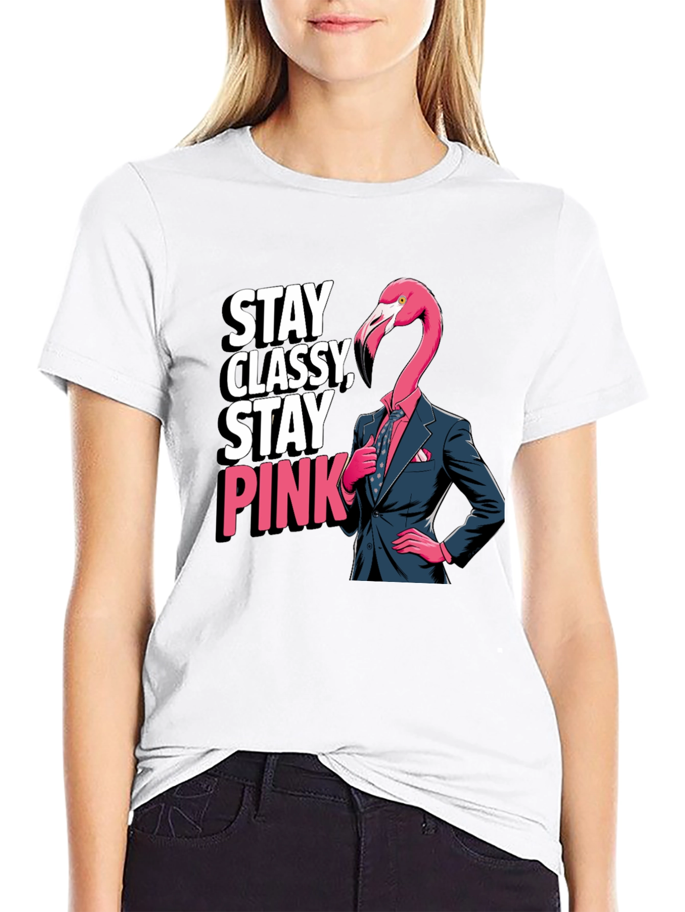 Stay Classy Flamingo T-Shirt - Unique Graphic Tee