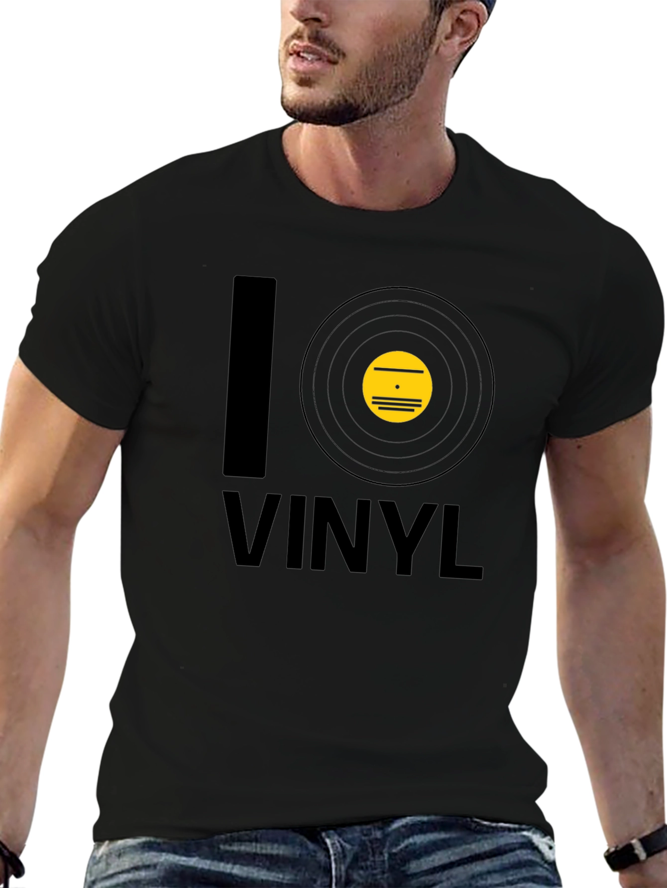 I Love Vinyl Black T-Shirt - Music Lover Tee