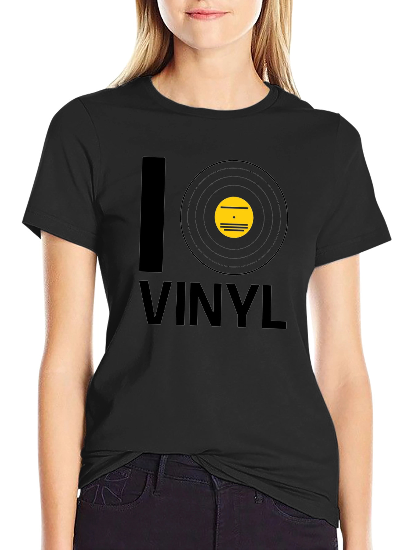I Love Vinyl Black T-Shirt - Music Lover Tee