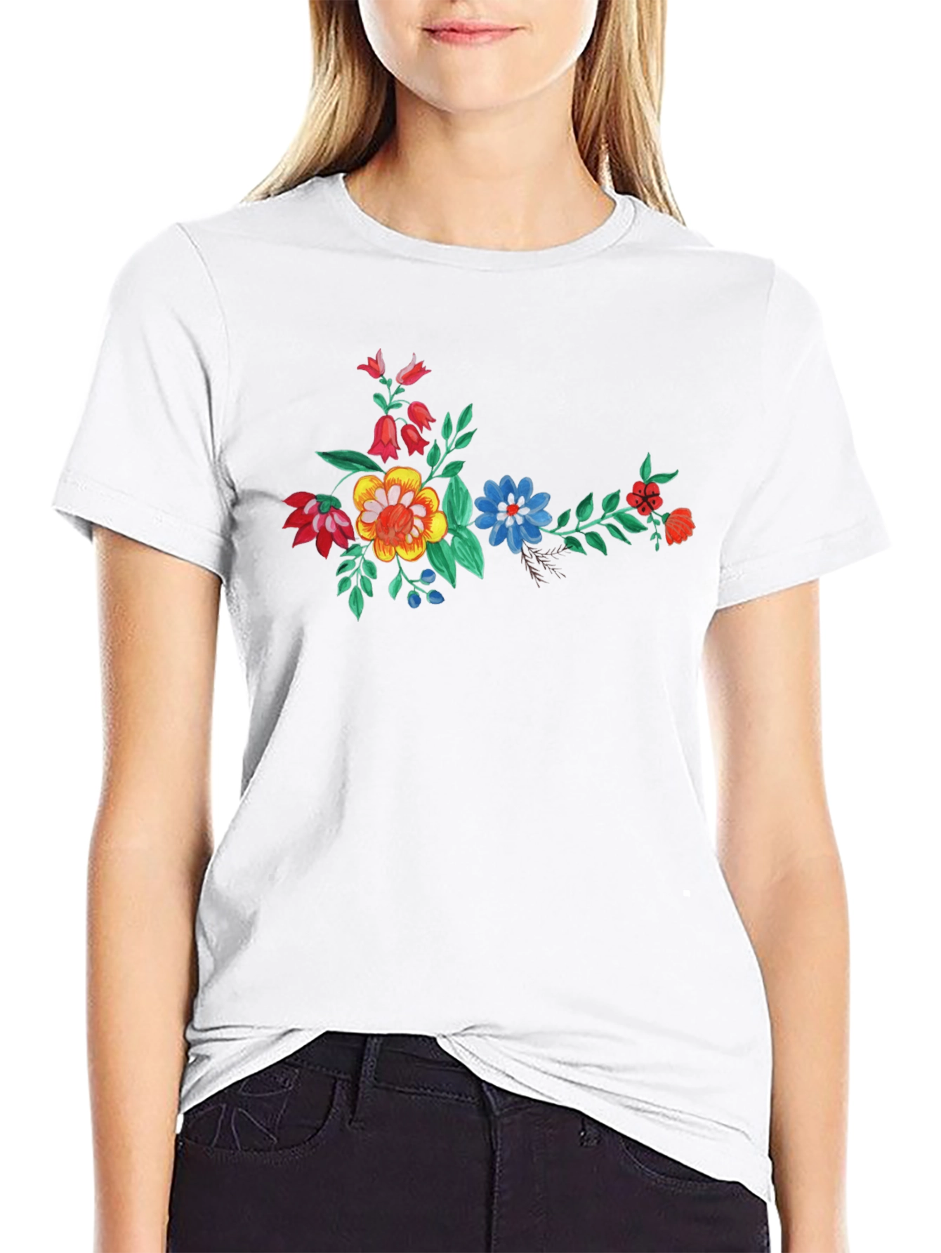 Floral Print Black T-Shirt