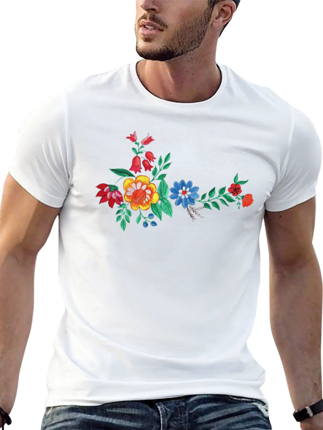 Floral Print Black T-Shirt
