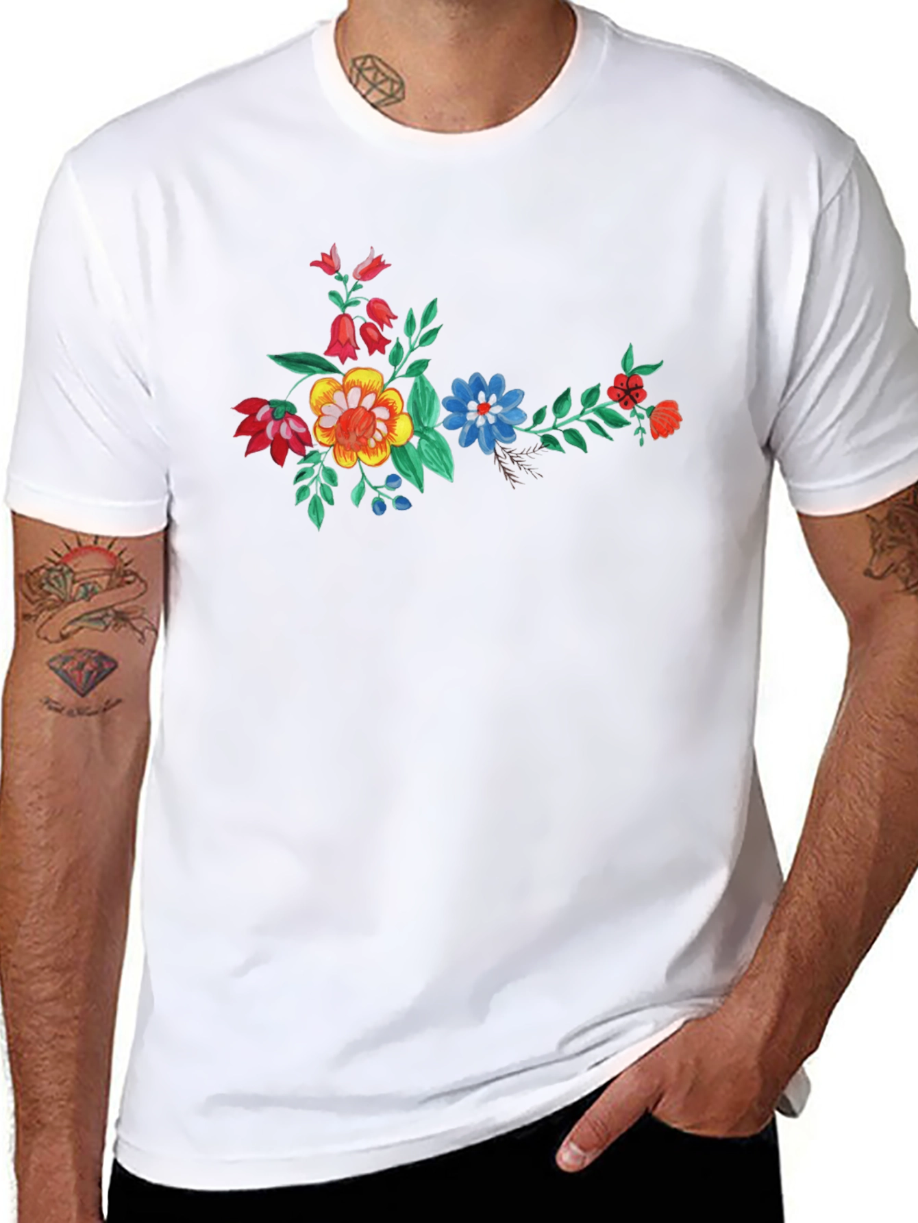 Floral Print Black T-Shirt