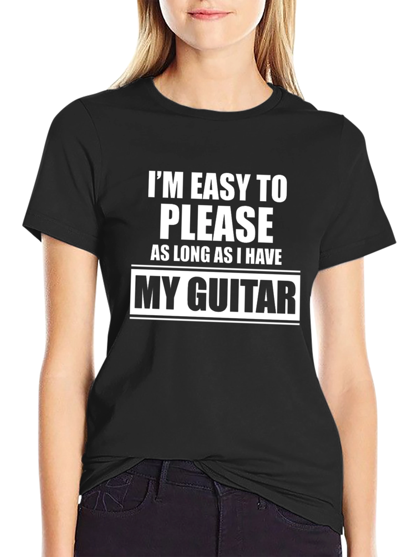 Easy to Please Guitar Lover Black Tee