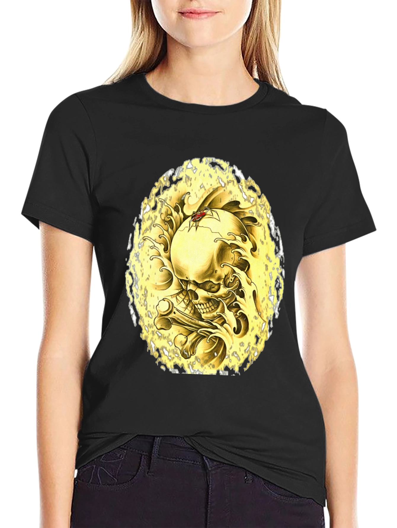 Skull & Bones Graphic Tee - Black Cotton T-Shirt
