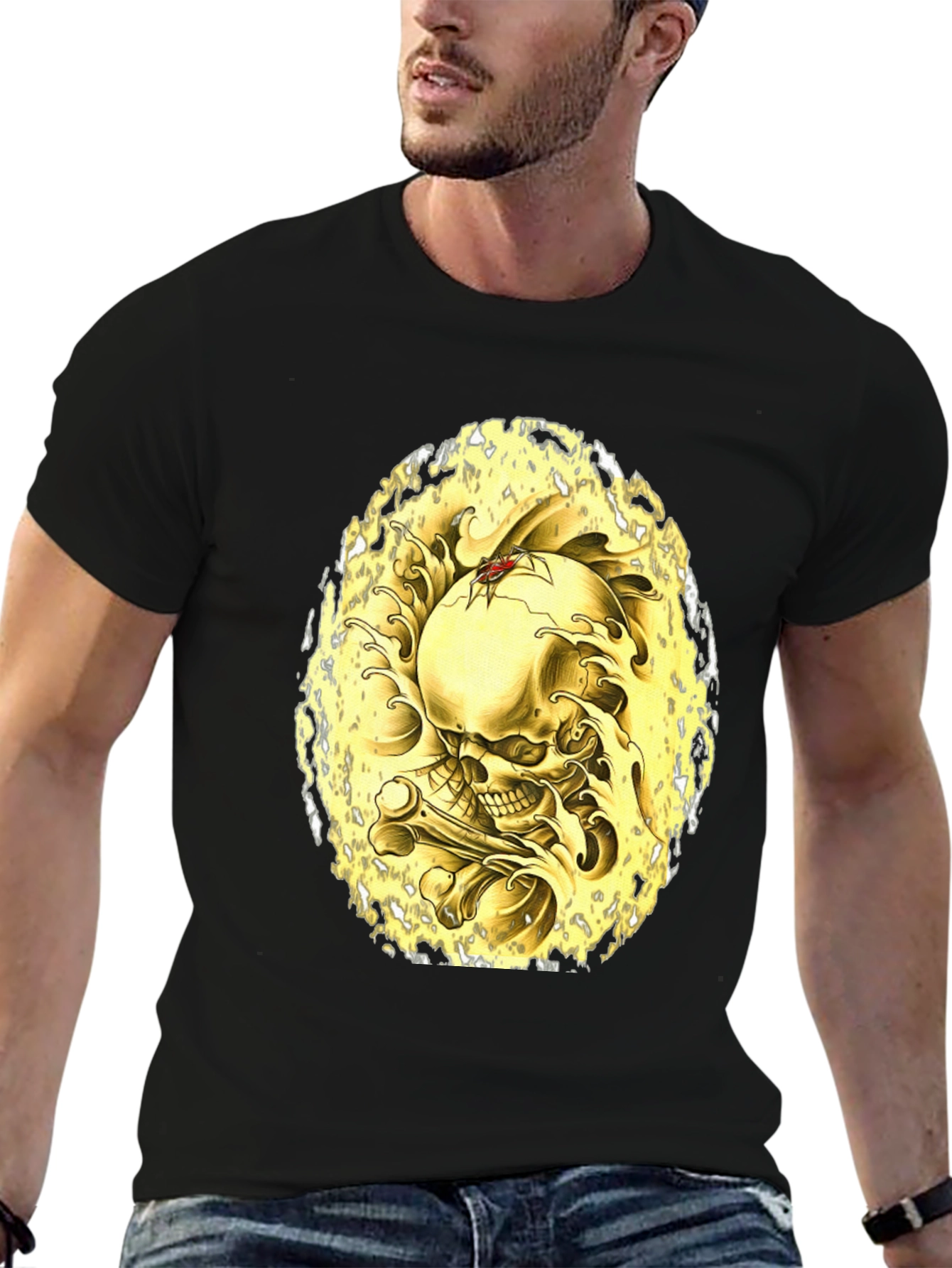 Skull & Bones Graphic Tee - Black Cotton T-Shirt