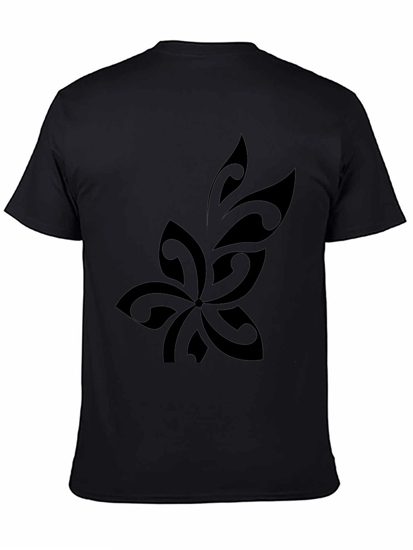 Stylish Black T-Shirt with Tribal Flower Design