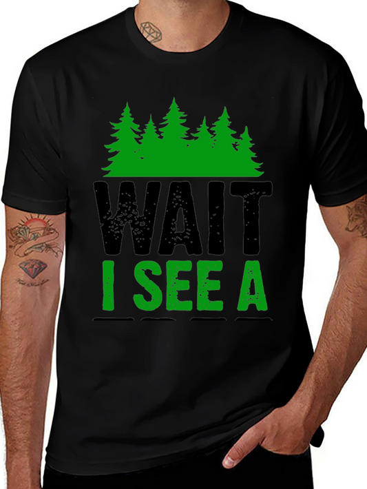 Wait I See A Tree Black Graphic Tee