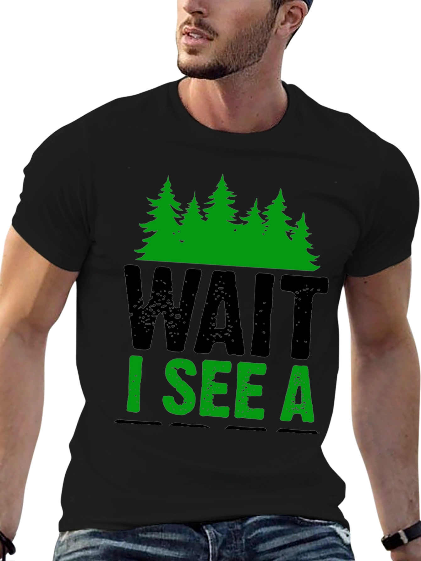 Wait I See A Tree Black Graphic Tee