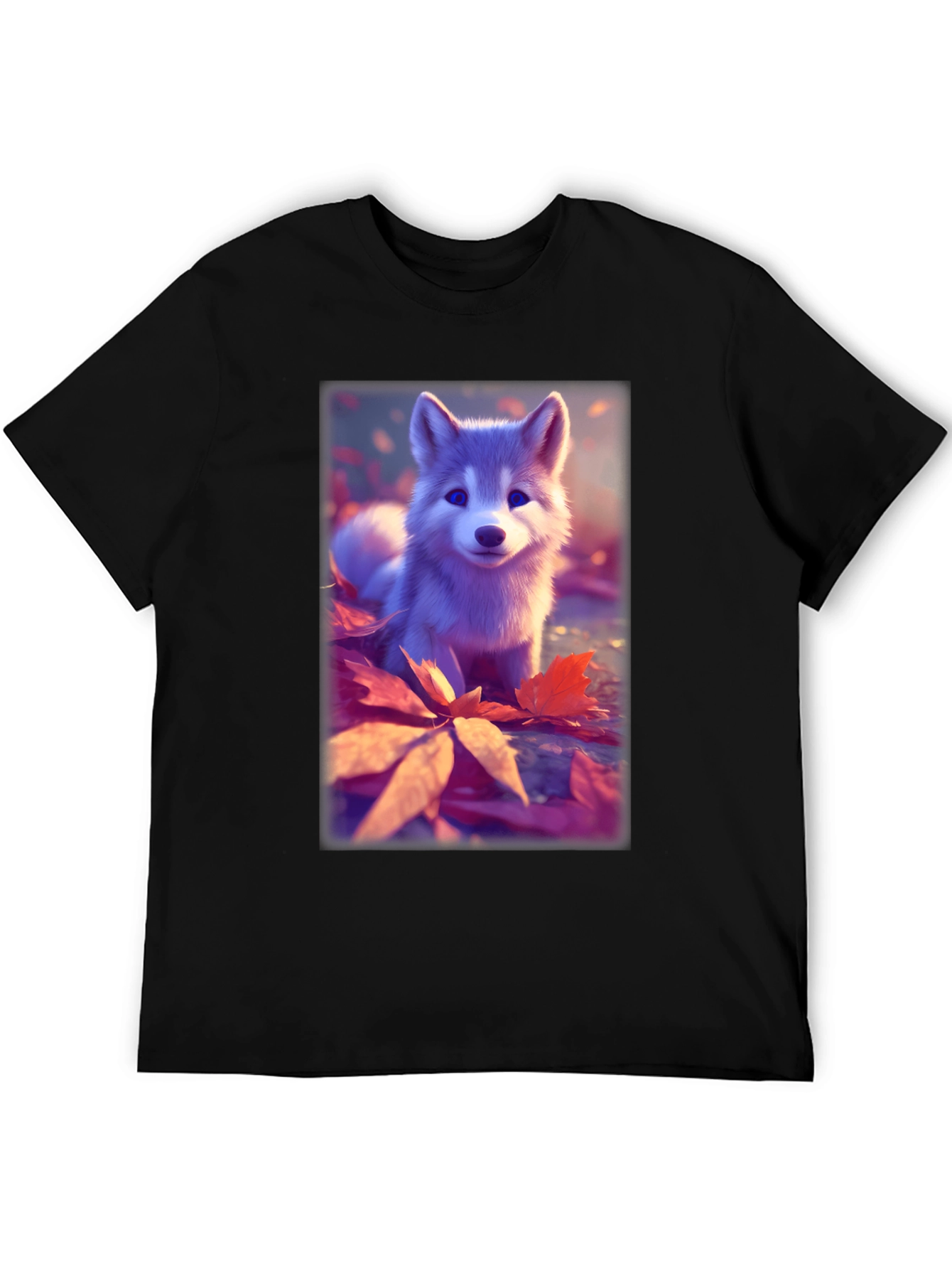 Cute Husky Puppy Black T-Shirt