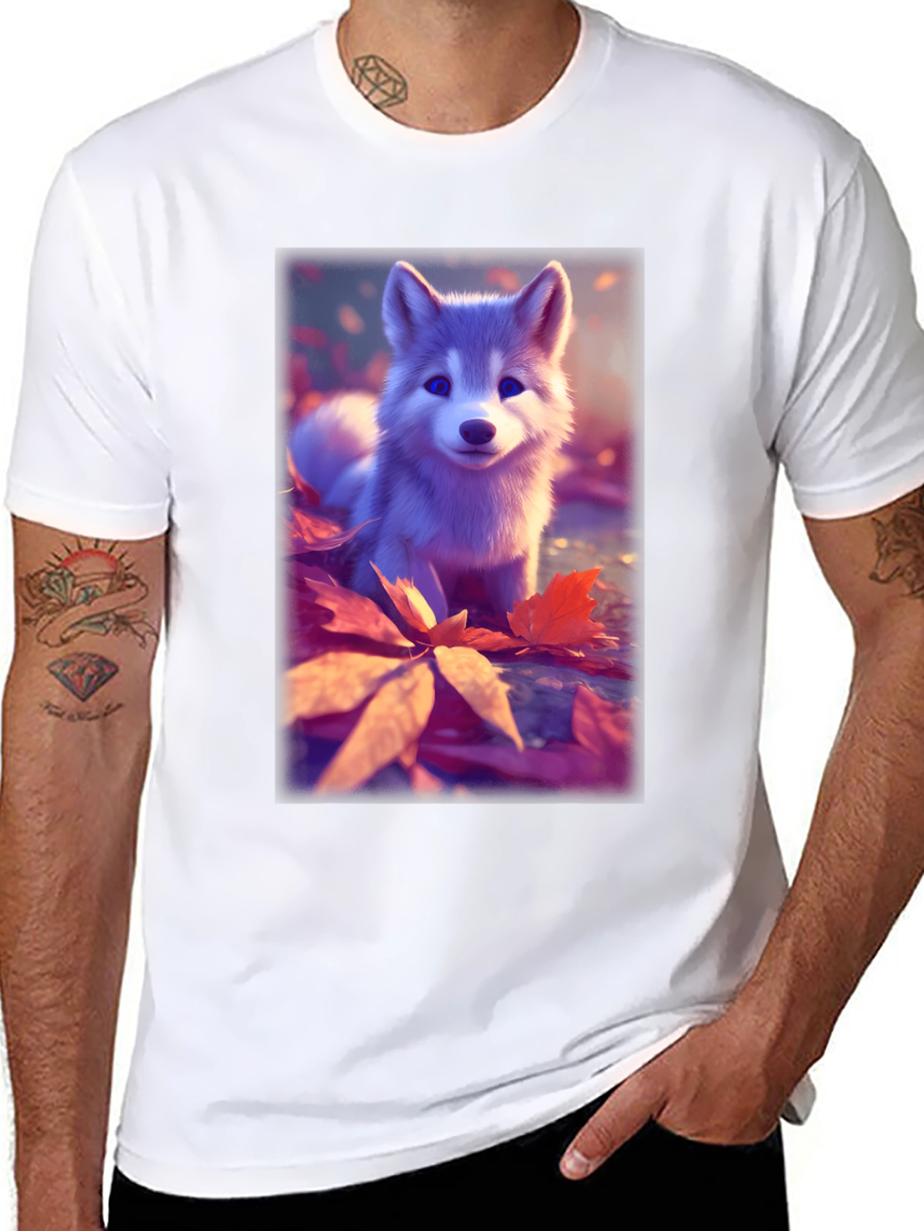 Cute Husky Puppy Black T-Shirt