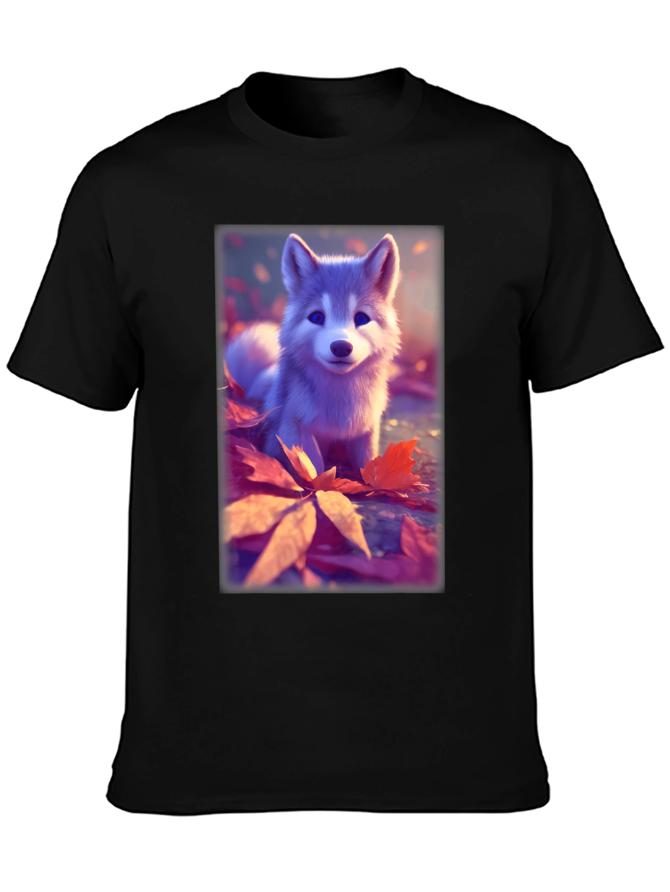 Cute Husky Puppy Black T-Shirt